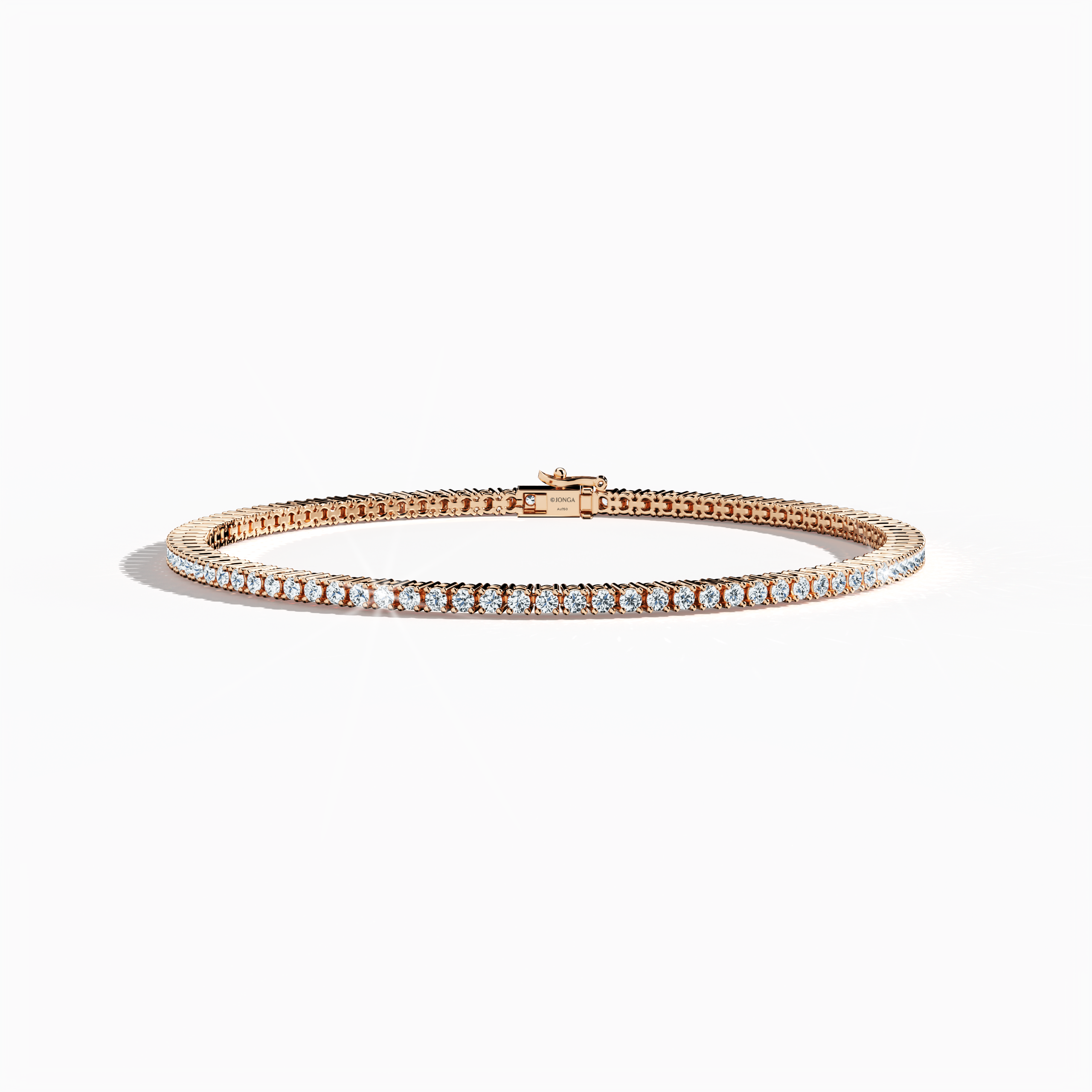 Exquisitely arranged in a sleeping front top view, this 2-carat diamond tennis bracelet in radiant розовое золото (also known as rosy or pink gold) dazzles with a harmonious line of brilliant stones. Its design, alternatively referred to as a diamond wristband, elegant cuff, or refined arm candy, exudes contemporary chic and timeless allure. Flawless setting and intricate detailing affirm its status as luxurious fine Украшения, a designer accessory, and an exquisite gem ornament.