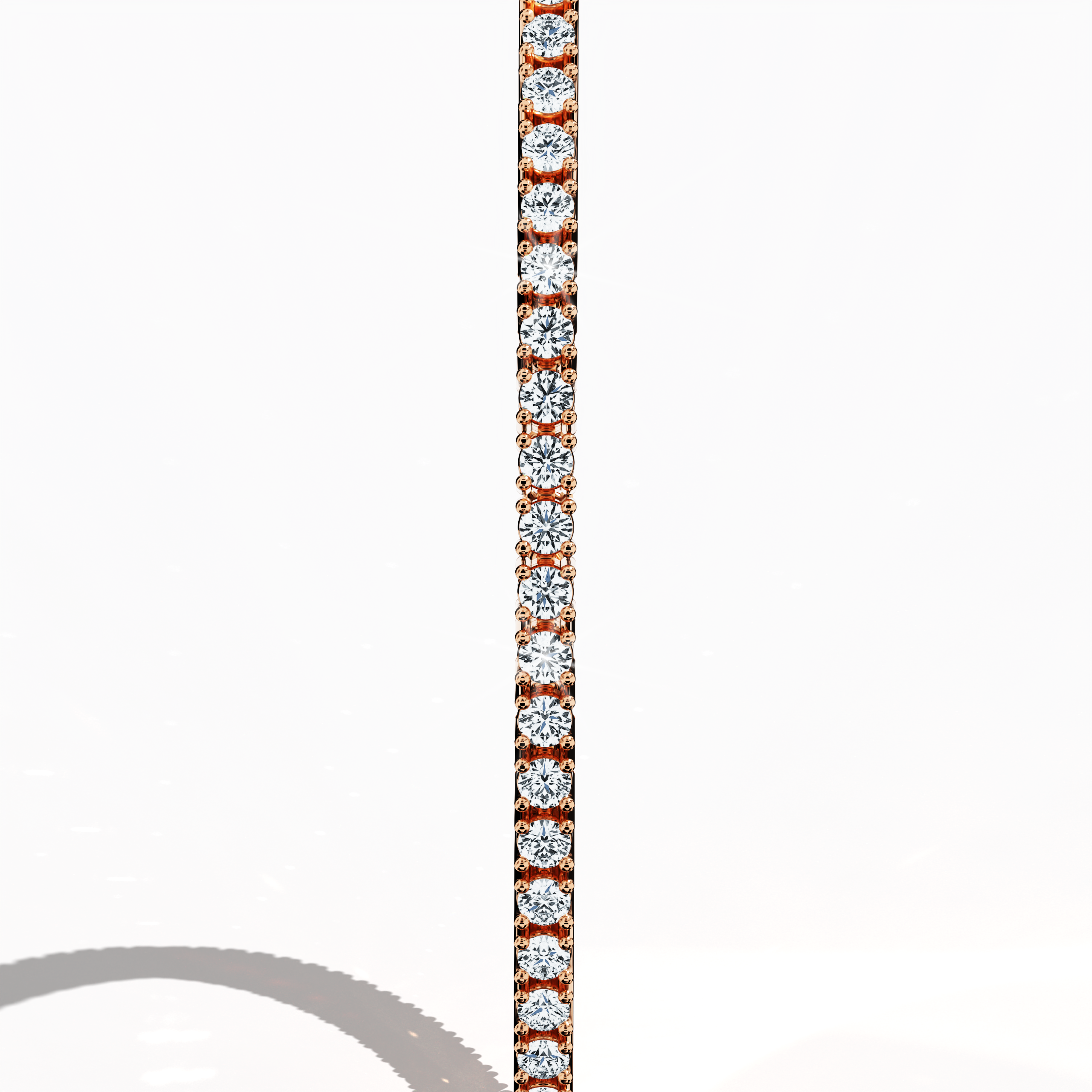 Captured in a refined standing side view, this 2-carat diamond tennis bracelet in lustrous розовое золото (also recognized as rosy or pink-hued gold) displays a sleek, continuous band of sparkling diamonds. Known interchangeably as a diamond wristband, elegant cuff, or stylish arm candy, its contemporary design and expert craftsmanship radiate luxury. Flawless detailing and a radiant finish ensure this piece stands out in fine Украшения and designer accessories.