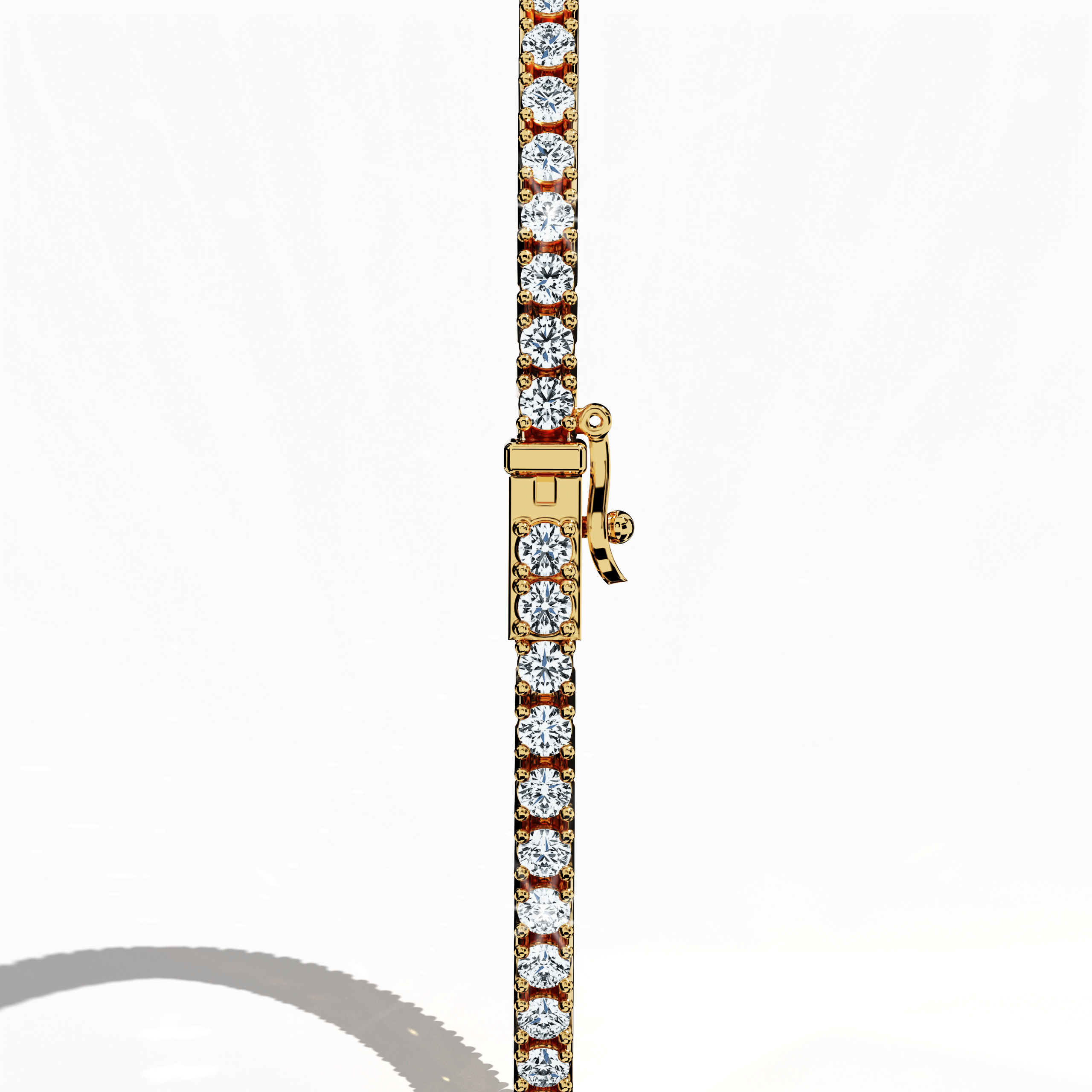 Observed from a standing back side perspective, this 2-carat diamond tennis bracelet in brilliant жёлтое золото—also recognized as golden gold or aurum‑hued gold—displays a continuous row of impeccably set diamonds. Esteemed in fine Украшения/jewellry as a diamond wristband, diamond cuff, or refined arm candy, its design merges modern aesthetics with timeless charm. Intricate detailing and superior craftsmanship define this luxury accessory as a symbol of international sophistication.