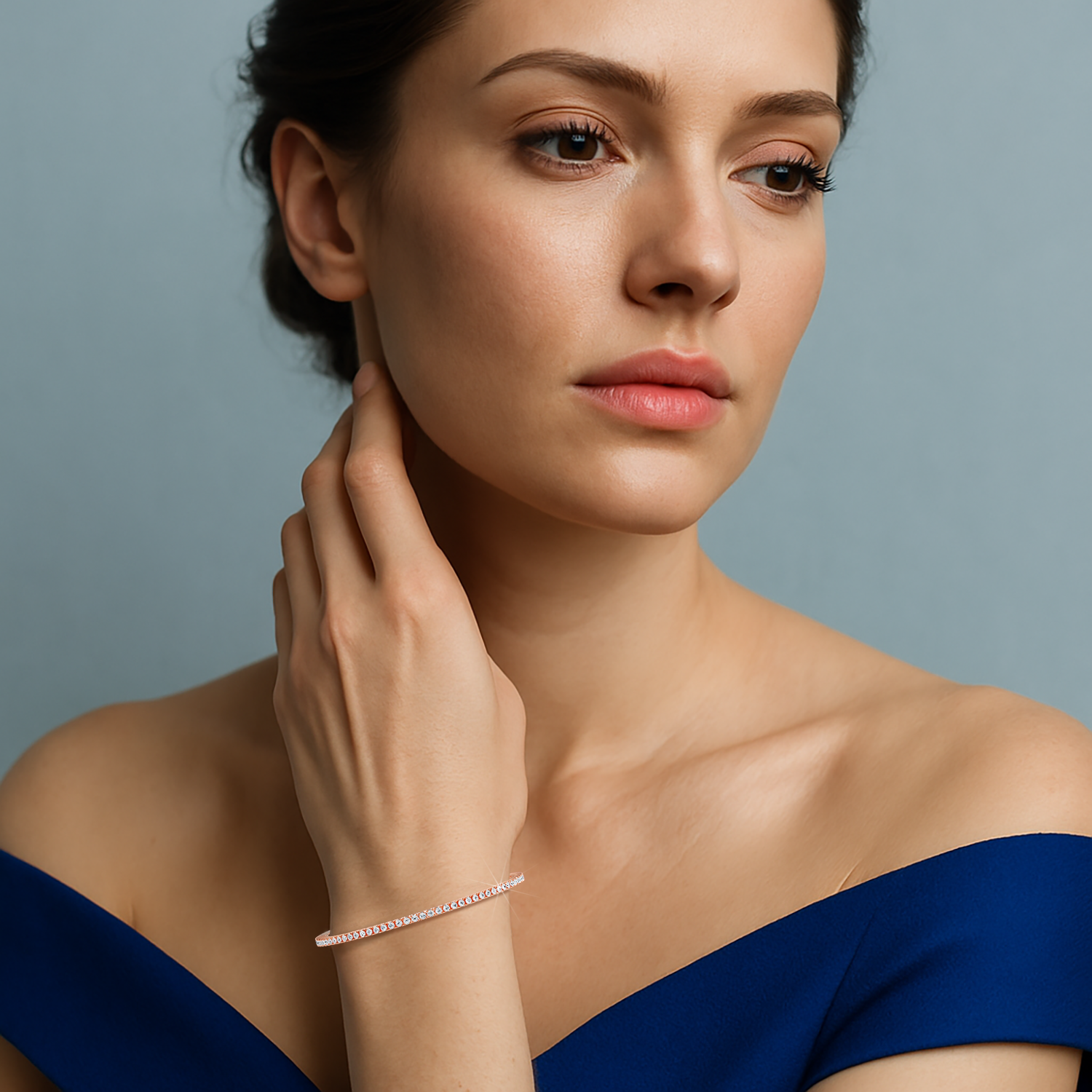 Worn gracefully on a wrist, this 2-carat diamond tennis bracelet in luminous rose gold—celebrated as rosy or pink‑hued gold—enhances any ensemble with its continuous array of radiant diamonds. Recognized in fine jewelry/jewellry circles as a diamond wristband, diamond cuff, or stylish arm candy, its elegant design and precise craftsmanship exude modern luxury. With international design influences and refined detailing, this accessory stands as a timeless emblem of sophisticated beauty.