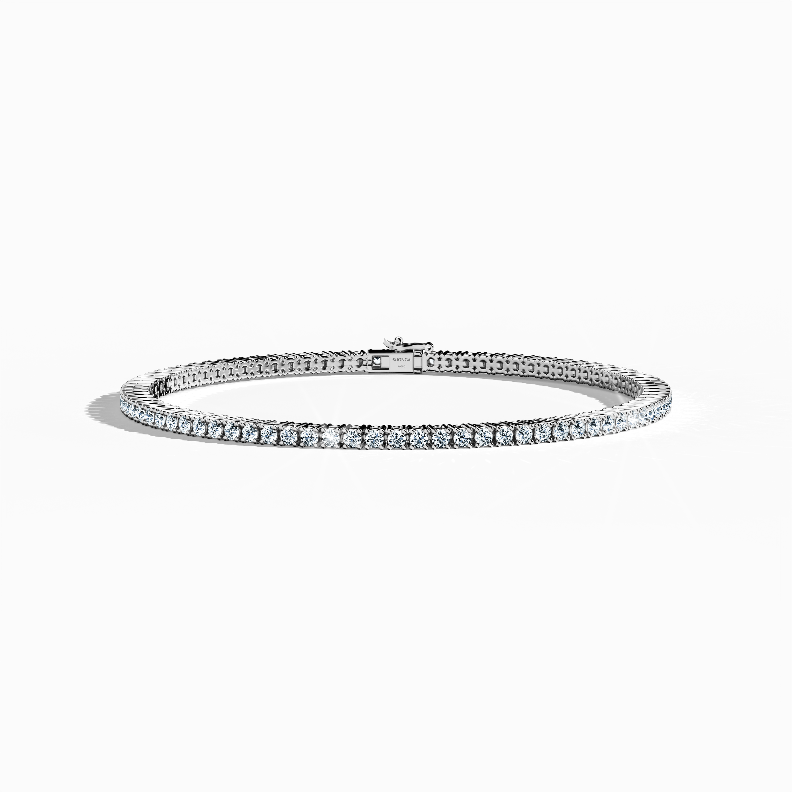 In a sleeping front top view, this 3 carat diamond tennis bracelet in белое золото (also referred to as grey gold or palladium gold) sparkles with prong-set round brilliant stones in a seamless line. Known as tennis bracelet, line bracelet, eternity bracelet, river bracelet, or inline bracelet, its four-prong design maximizes each gem’s brilliance for everyday wear or special occasions. Keywords: diamond tennis bracelet, 3 carat, белое золото, Украшения, prong setting.