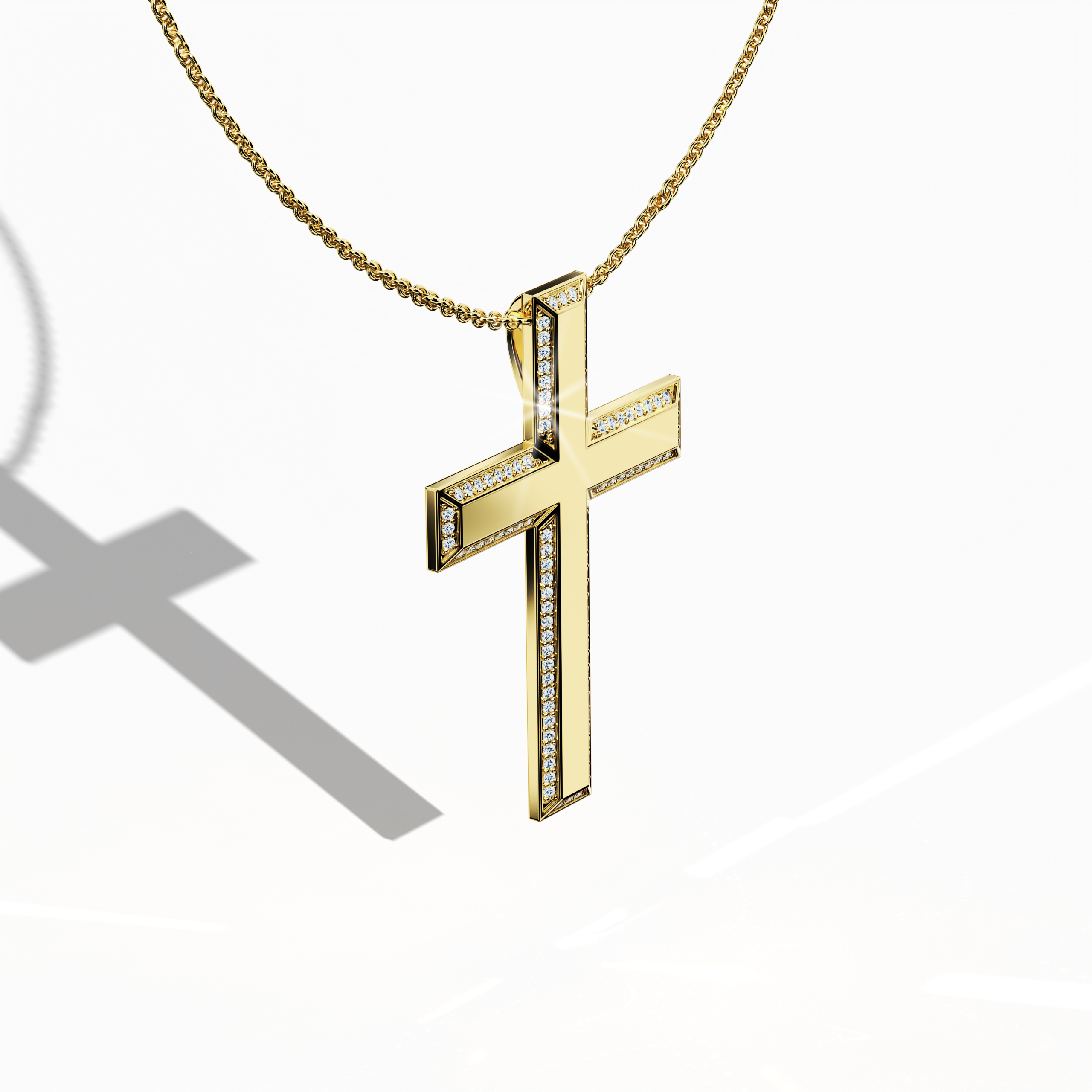 Front top side view of a 3‑step side diamond cross pendant in radiant жёлтое золото, often described as traditional or golden‑toned. The triple‑tier layout, also called a multi‑step or stacked cross, is enriched with 0.45 carat of pavé diamonds that shine from this angled vantage. Polished edges highlight a classic fusion of faith‑inspired heritage and modern allure.
Keywords: 3‑step cross, жёлтое золото, 0.45 carat diamonds, tri‑tier style.