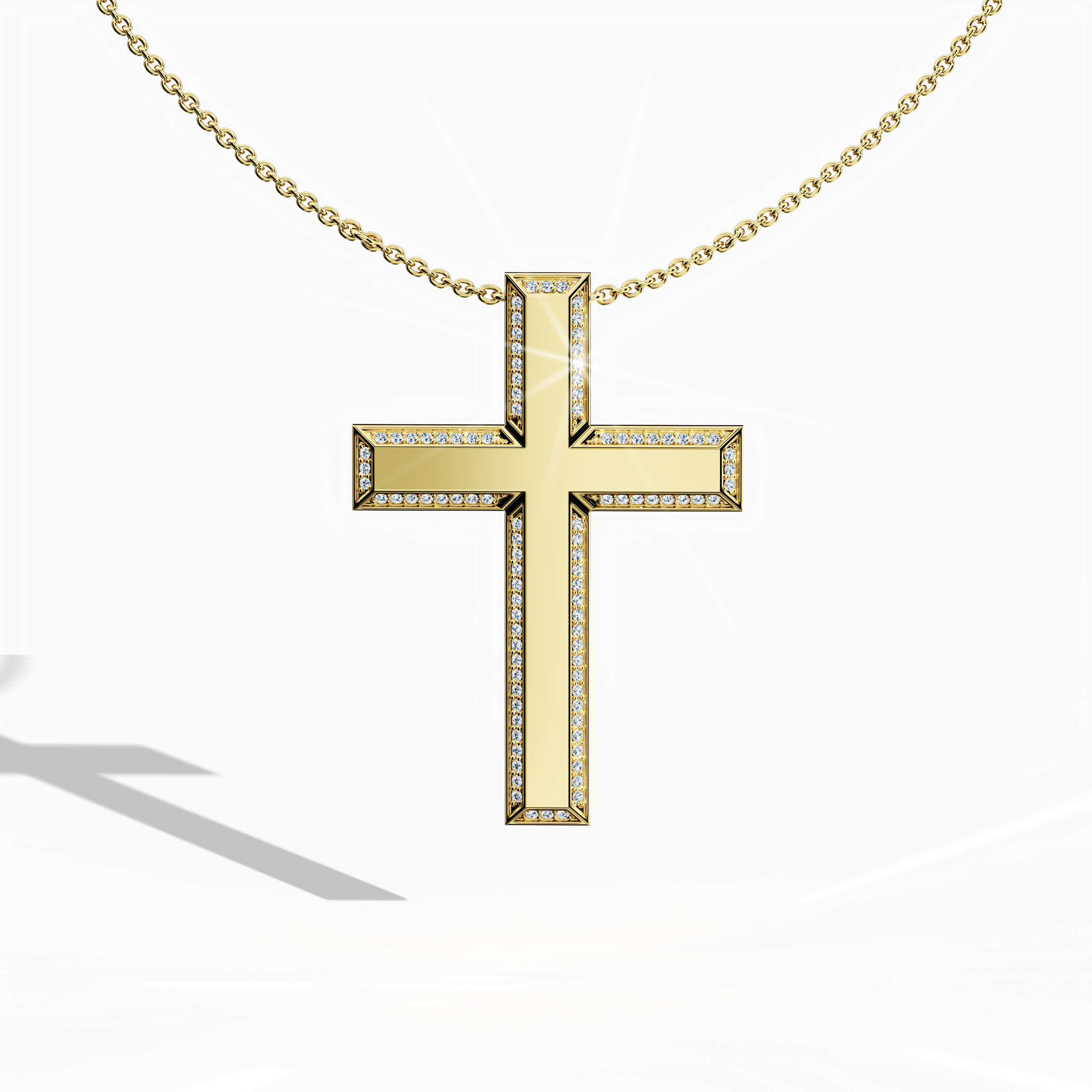 Front view of a 3‑step side diamond cross pendant in classic жёлтое золото, sometimes referred to as traditional or golden‑hued metal in different regions. This multi‑step or tri‑tier design, also known as a stacked cross, features 0.45 carat of pavé diamonds illuminating each layer. Its polished finish exudes a harmonious blend of spiritual symbolism and refined craftsmanship.
Keywords: 3‑step cross, жёлтое золото, diamond‑paved, timeless design.