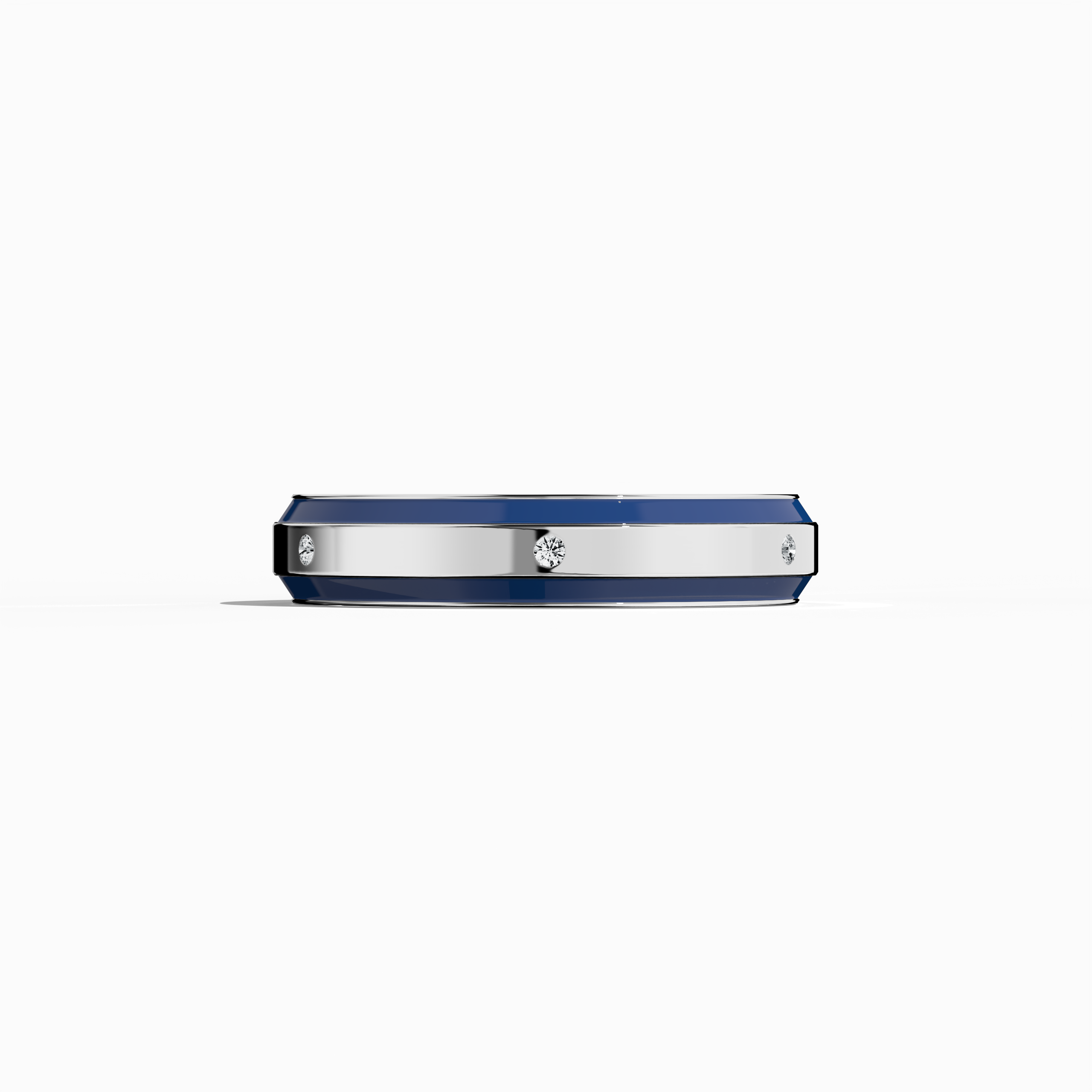 Captured in a serene sleeping front view, this exquisite six diamond enamel ring in luminous белое золото with vibrant blue enamel exudes a cool, contemporary charm. The delicately crafted band features a center line of six sparkling diamonds totaling up to 0.05 carat, finished with a glossy enamel that intensifies the vivid blue. Adorned with design names Elegant Fusion, Modern Radiance, Timeless Chic, Luxe Harmony, Classic Splendor, and Contemporary Brilliance, белое золото (palladium/silver gold)