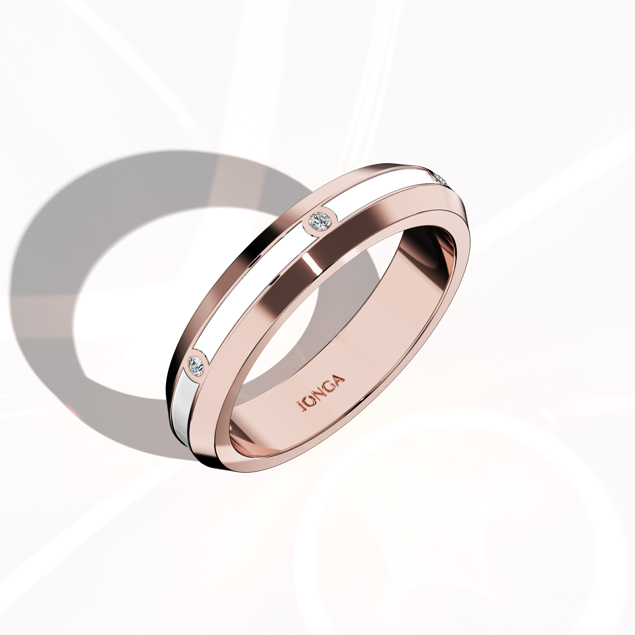 Presented in a standing front top side view, this розовое золото six diamond center step enamel ring reveals a sophisticated profile with six evenly distributed diamonds (0.06 carats total) and a clean white glossy enamel finish. Known as “Timeless Radiance,” “Celestial Emblem,” and “Eternal Sparkle,” and featuring alternative international розовое золото names, the ring symbolizes refined luxury and contemporary artistry. Keywords: chic, elegant, modern, refined, artisanal.