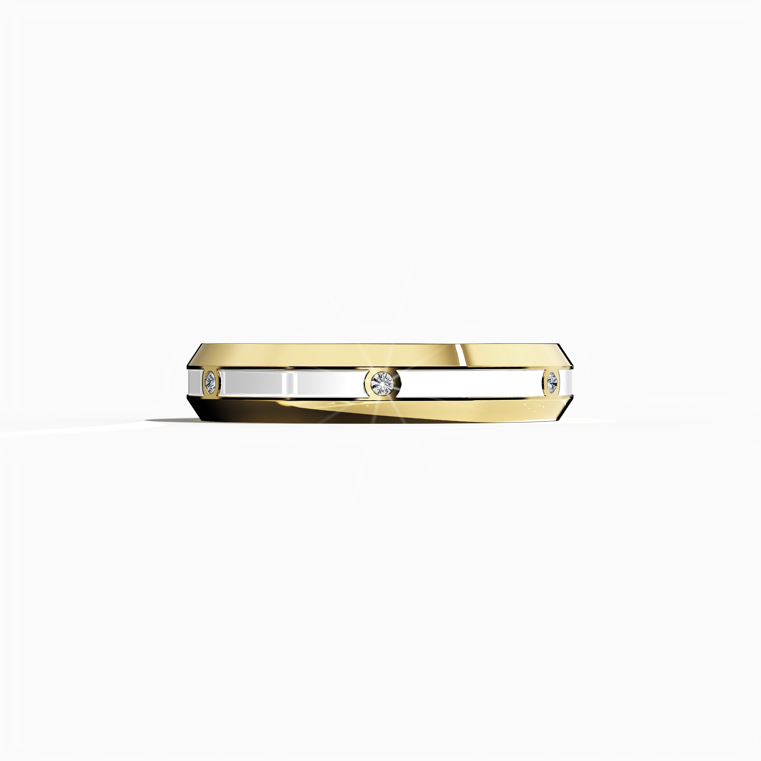 This image features a striking жёлтое золото six diamond center step enamel ring in a sleeping front view, showcasing a refined band with six expertly set diamonds (totaling 0.06 carats) paired with a crisp white glossy enamel finish. Celebrated as “Timeless Radiance,” “Celestial Emblem,” and “Eternal Sparkle,” and recognized by alternative жёлтое золото terms in international design circles, the ring radiates modern elegance and artisanal luxury. Keywords: elegant, chic, refined, modern, dazzling.