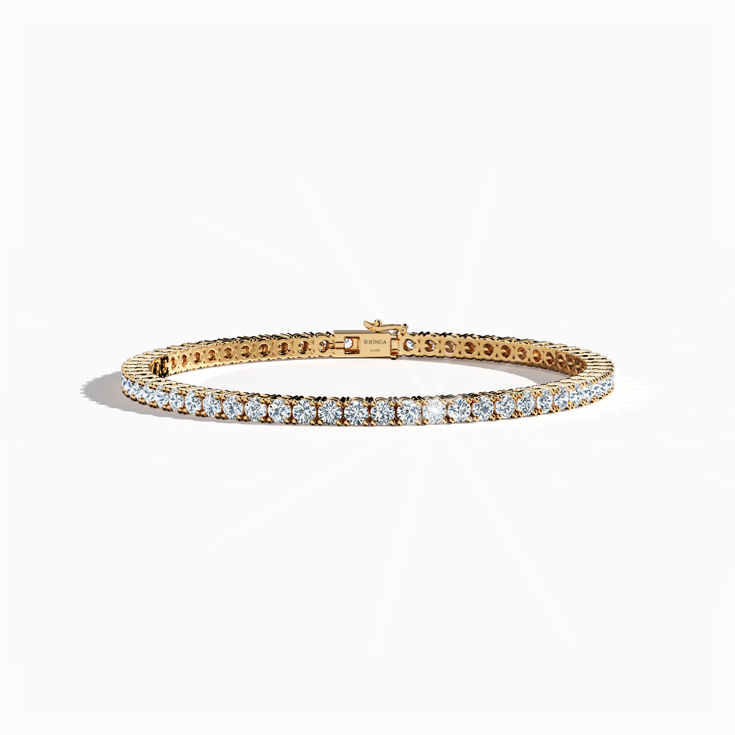 This 6-carat diamond tennis bracelet, also known as a line bracelet, eternity bracelet, river bracelet, or inline bracelet, is presented in розовое золото (sometimes referred to as pink gold or red gold). Seen from a sleeping front top angle, its round brilliant stones shine with a romantic glow. The secure prong setting ensures lasting beauty, making it perfect for elegant events or daily wear. Keywords: diamond tennis bracelet, розовое золото, line bracelet.