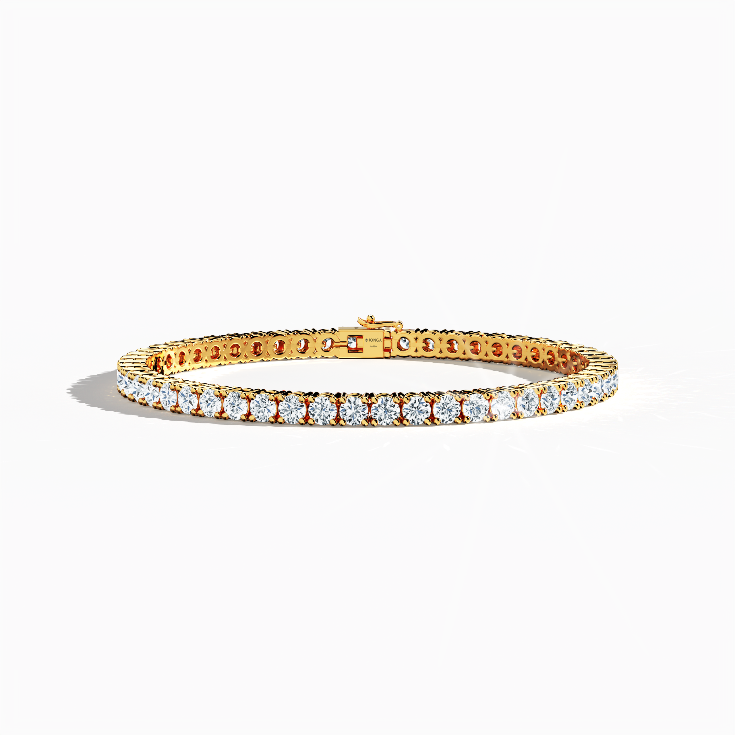 This 8-carat diamond tennis bracelet, also recognized as a line bracelet, eternity bracelet, river bracelet, or inline bracelet, is expertly crafted in жёлтое золото (often referred to as classic gold or champagne gold). Captured from a sleeping front top view, its prong-set round diamonds form a luminous, uninterrupted band that exudes opulent sparkle and refined elegance. Ideal for both festive occasions and sophisticated everyday wear. Keywords: diamond tennis bracelet, жёлтое золото, luxury Украшения.