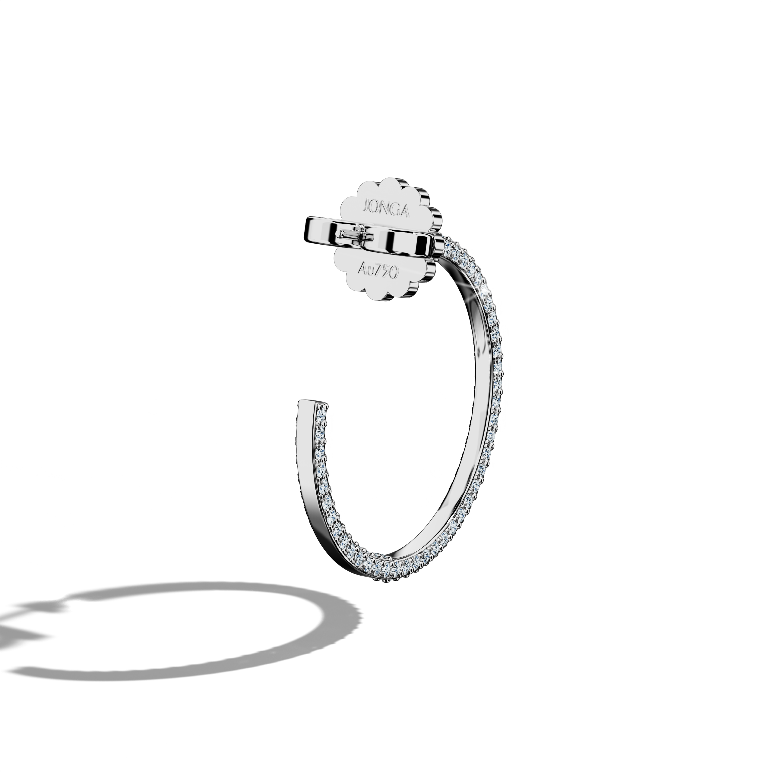 Back side view of 3‑row 20 мм белое золото diamond hoop earrings – dramatic diamond hoops and high-end Украшения/fine Ювелирные изделия ear adornments featuring three rows of brilliant diamonds in a 20 мм белое золото hoop, perfect for making a statement.