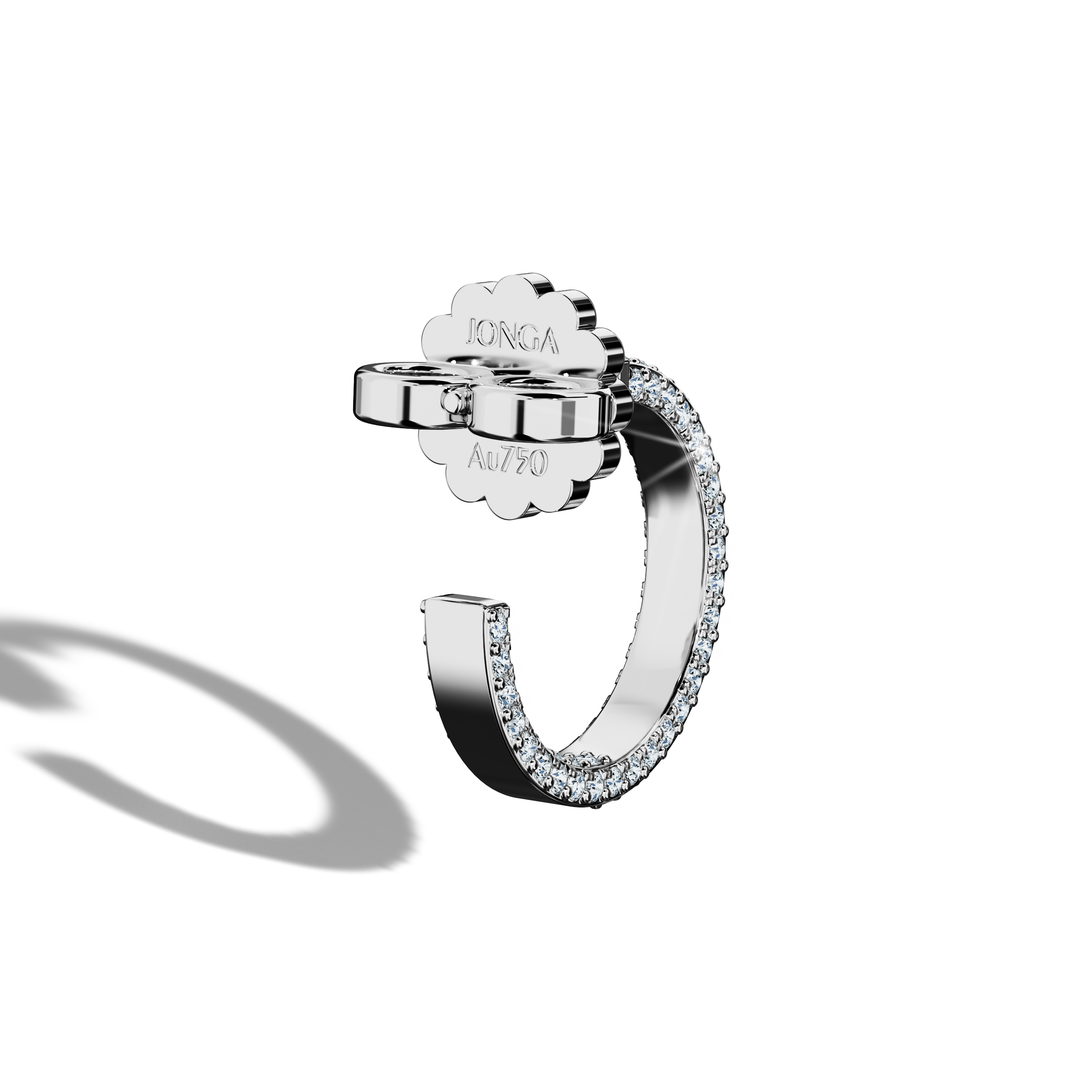 Back side view of 4‑row 12 мм белое золото diamond hoop earrings – refined diamond earrings and exquisite Украшения/fine Ювелирные изделия accessories with four rows of brilliant diamonds in a sleek 12 мм белое золото hoop, ideal for understated elegance.