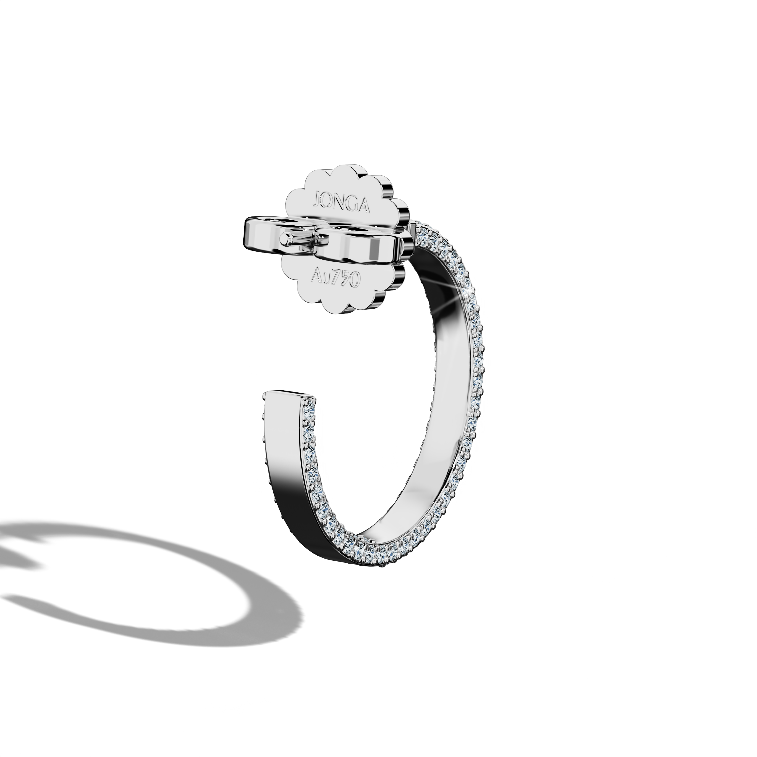 Back side view of 4‑row 16 мм белое золото diamond hoop earrings – sophisticated diamond hoops and modern Украшения/fine Ювелирные изделия ear adornments featuring four rows of radiant diamonds in a 16 мм белое золото hoop, a timeless style for any occasion.
