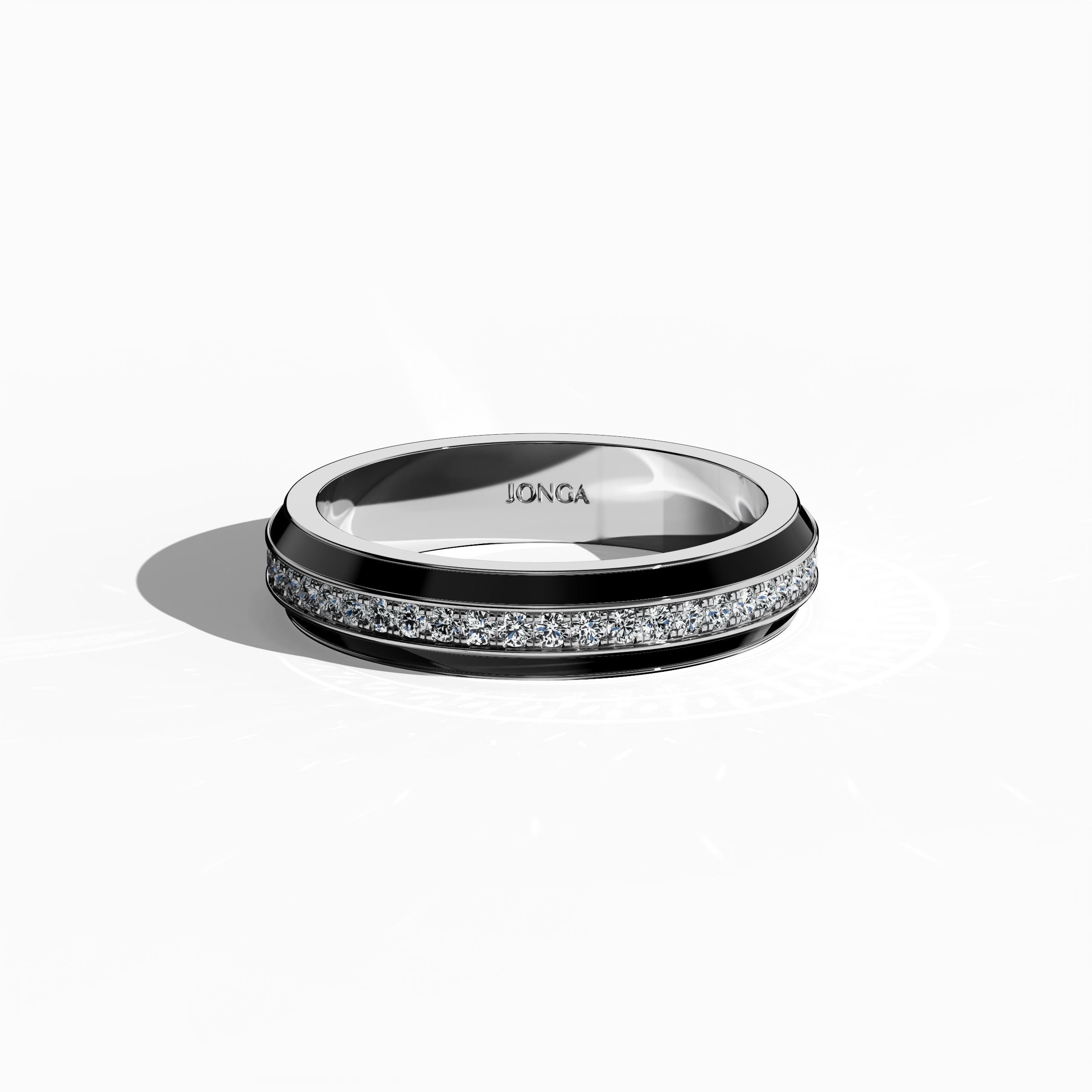 Discover the captivating allure of this refined белое золото ring with striking black glossy enamel, presenting a 0.35 carat meticulously paved center stone set within a distinguished pave band. Viewed from a sleeping front top perspective, the intricate detailing—known as Eternity Pave, Pavé Chic, and Carat Pave—highlights a fusion of modern luxury and classic design, emphasizing refined белое золото’s brilliance and impeccable craftsmanship.
Keywords: enamel, luxury, designer, pave.