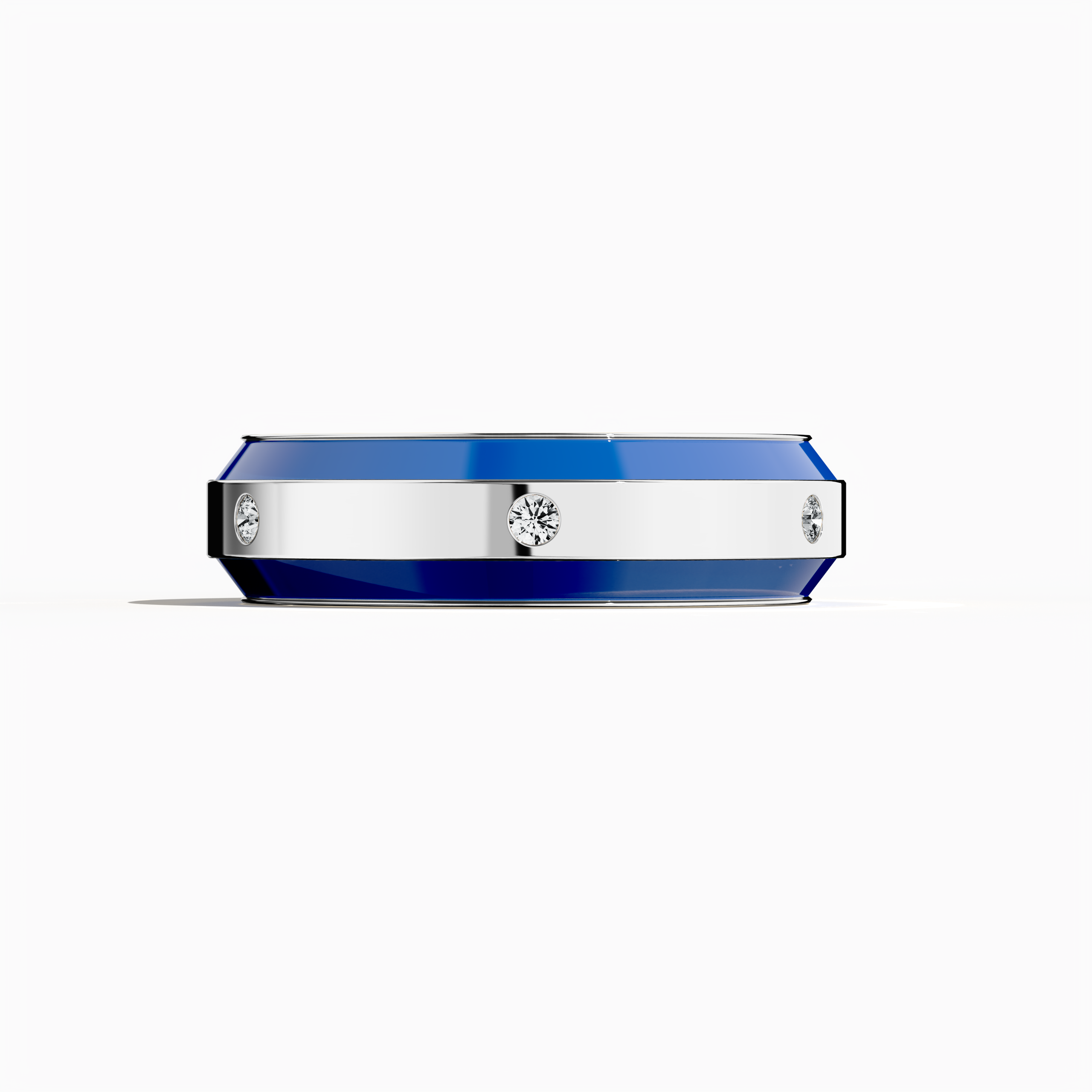 Exquisitely crafted in белое золото paired with vibrant blue enamel, this six‐diamond ring features a glossy finish and a centerline of dazzling diamonds (up to 0.20 carats). Recognized as “Enamel Enchantment,” “Celestial Harmony,” and “Six Star,” its design blends modern artistry with timeless sophistication. Captured from a sleeping front view, the image highlights intricate detailing, luxurious polish, and keywords: luxury, designer, создано вручную, fine Украшения.