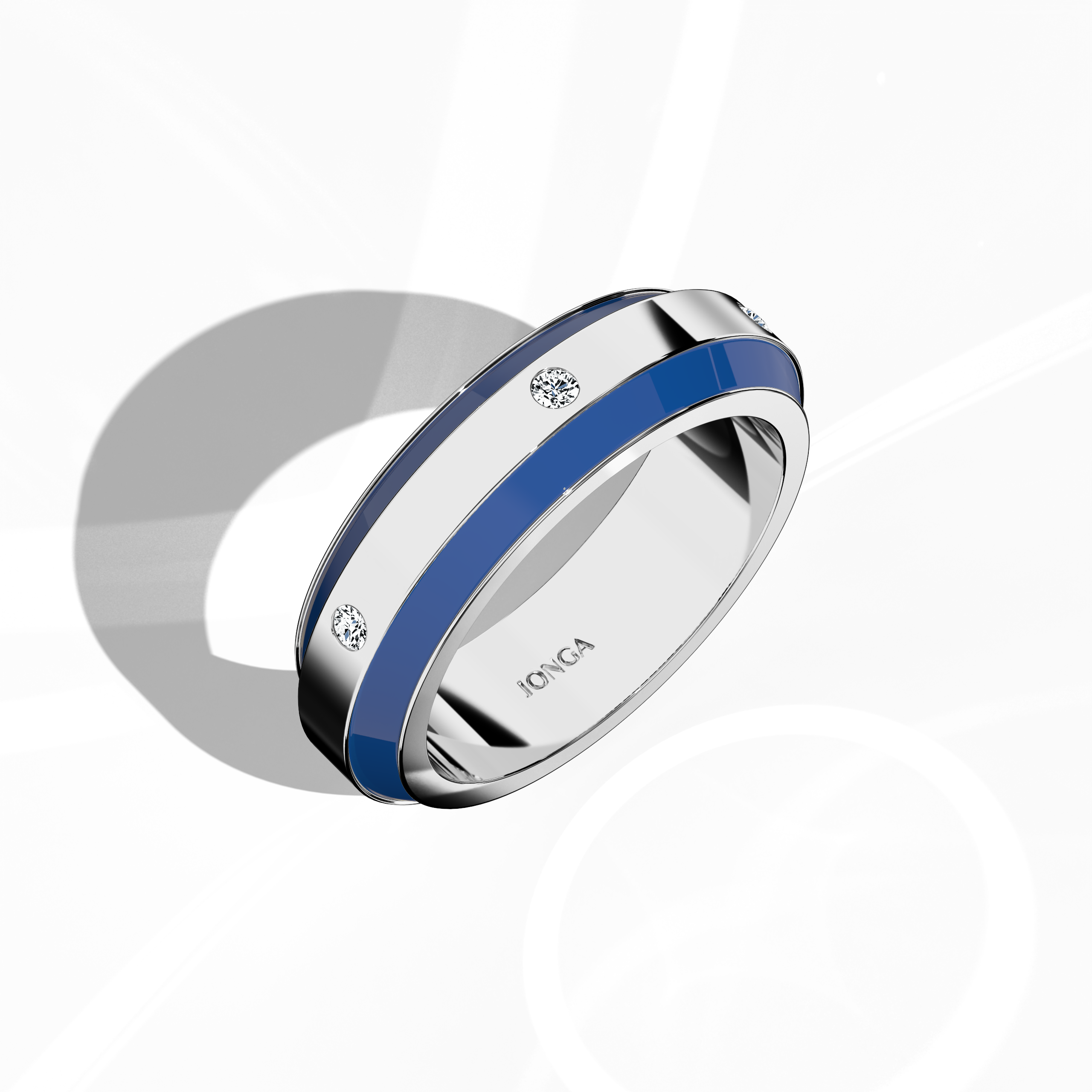 Striking in белое золото with dynamic blue enamel, this six‐diamond ring exhibits a glossy finish and a centerline of stunning diamonds (up to 0.20 carats). Termed “Enamel Enchantment,” “Celestial Harmony,” and “Six Star,” its design radiates modern sophistication and enduring charm. Captured in a standing front top side view, the image reveals meticulous detailing, luxurious artistry, and keywords: luxury, создано вручную, designer, fine Украшения.