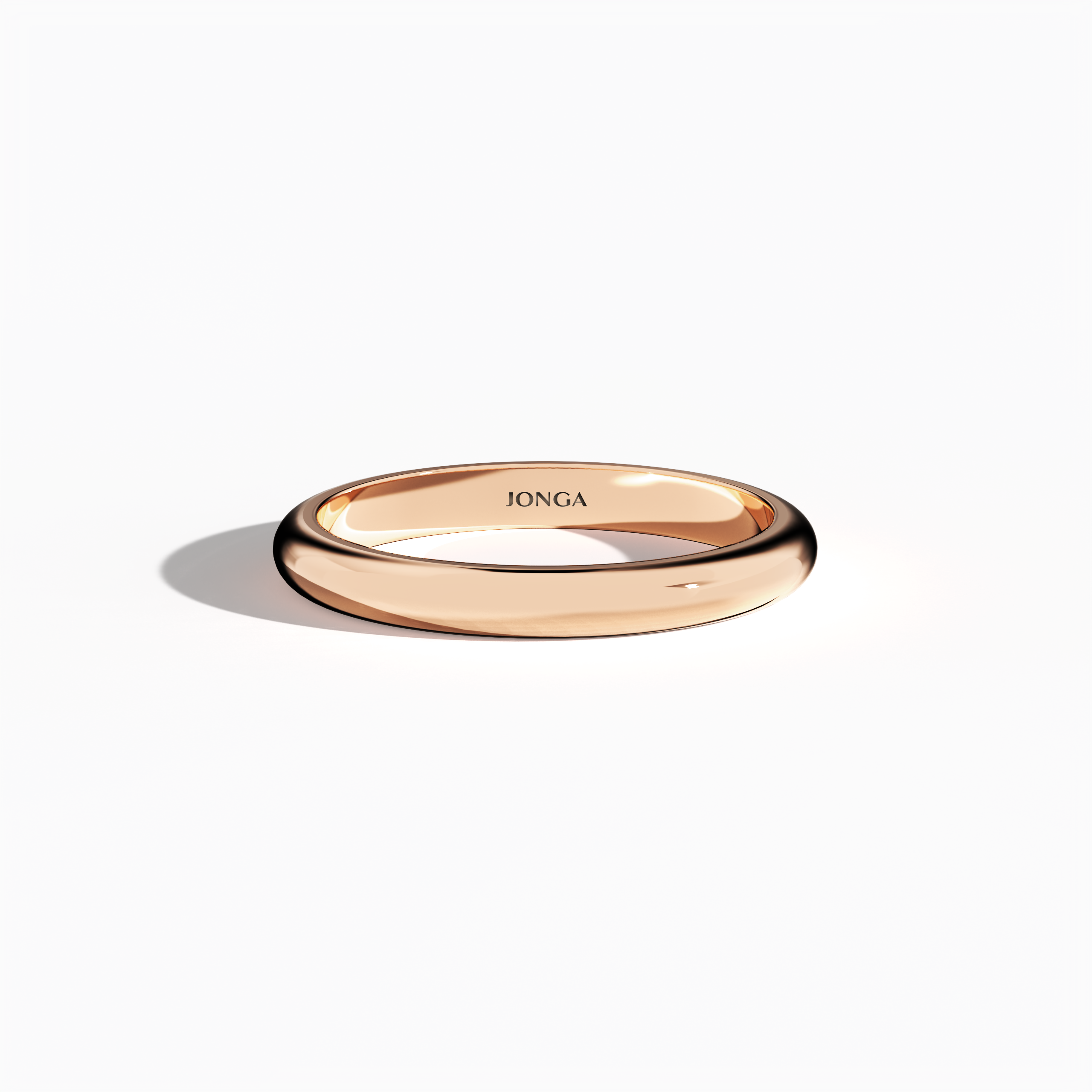 In a sleeping front top view, this classic wedding band in romantic розовое золото displays a 2.5 мм width and a brilliant glossy finish that accentuates its sleek design. Recognized as a traditional, timeless, minimalist, and elegant wedding band, its blush gold or soft rose tone radiates refined luxury and modern charm. Keywords: wedding ring, розовое золото, glossy finish, classic design, minimalist, elegant craftsmanship.