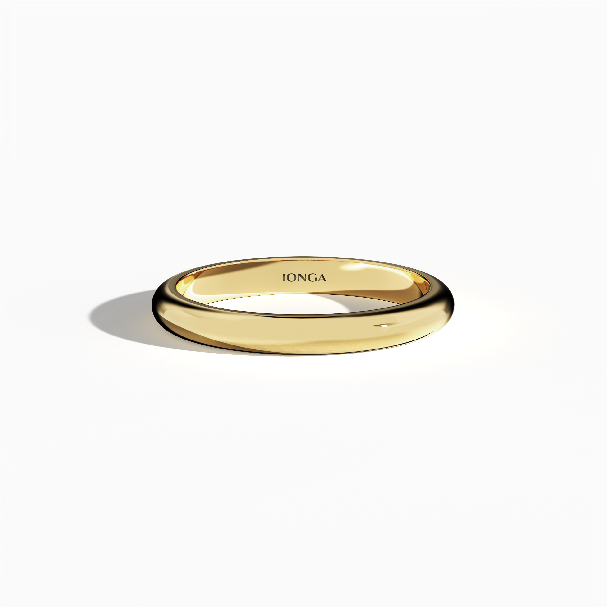 Depicted in a sleeping front top view, this classic wedding band in radiant жёлтое золото features a 2.5 мм width with a lustrous glossy finish that emphasizes its sleek profile. Celebrated as a traditional, timeless, minimalist, and elegant wedding band, its classic gold or sunlit hue radiates modern luxury and subtle sophistication. Keywords: wedding ring, жёлтое золото, glossy finish, classic, minimalist, elegant design.