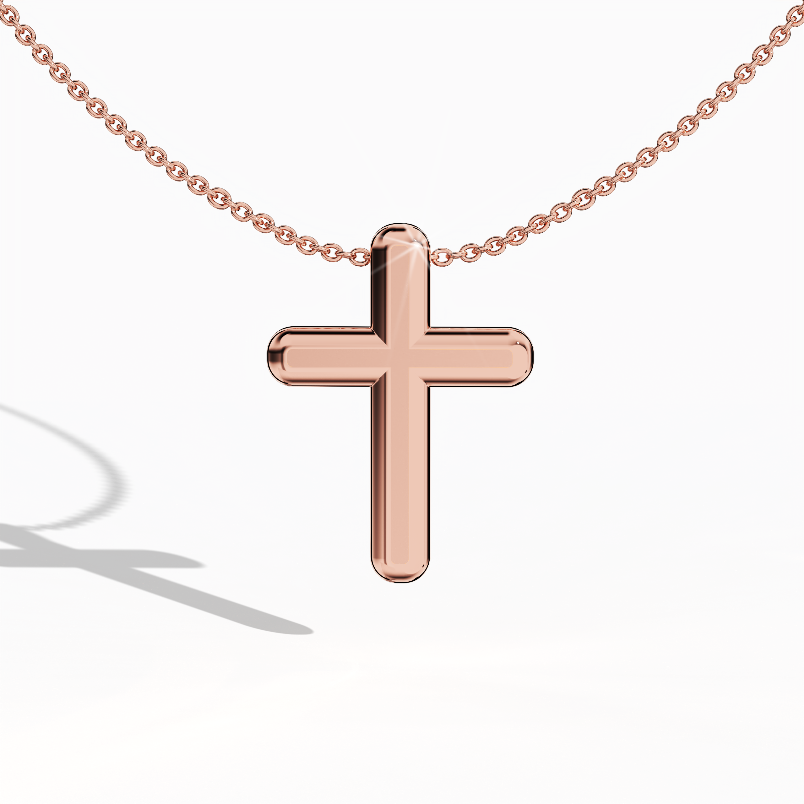 Front view of a cross pendant in warm розовое золото, sometimes named pink or blush gold in various regions. Recognized as a faith necklace, sacred cross, or spiritual pendant, it displays polished lines and a soft rosy tone that exudes refined elegance. The classic shape symbolizes devotion while seamlessly blending with contemporary fashion tastes.
Keywords: cross pendant, розовое золото, religious pendant, elegant design.