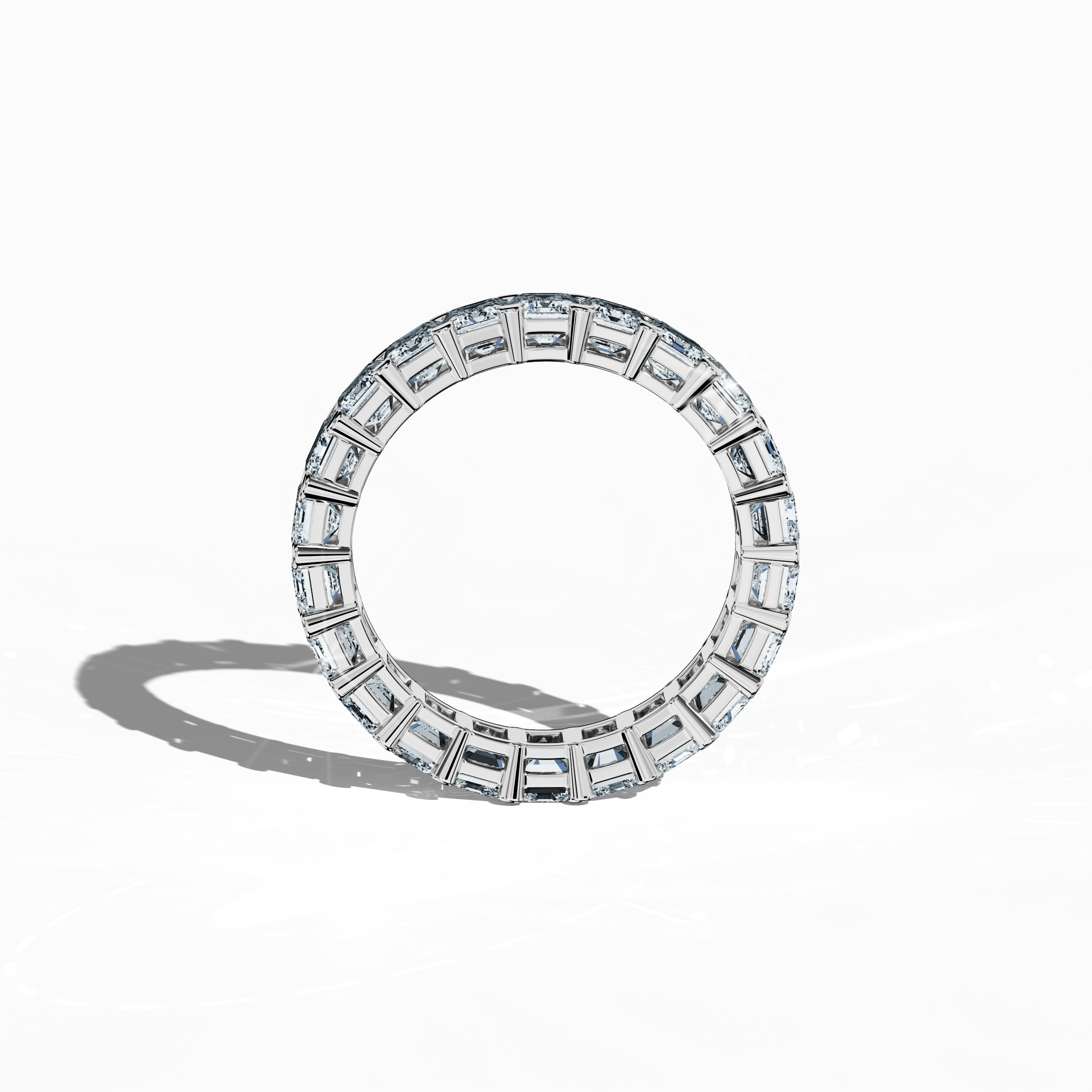 Presented in an elegant standing front view, this Emerald Eternity ring in brilliant белое золото—recognized as argent or платина-toned gold in diverse design traditions—exudes refined luxury. Bearing celebrated names such as Eternal Emerald, Infinity Emerald, and Everlasting Allure, it is adorned with up to 24 exquisitely set diamonds totaling 4.55 carats around a vivid emerald centerpiece. Keywords: fine Украшения, innovative design, timeless elegance, exceptional craftsmanship.