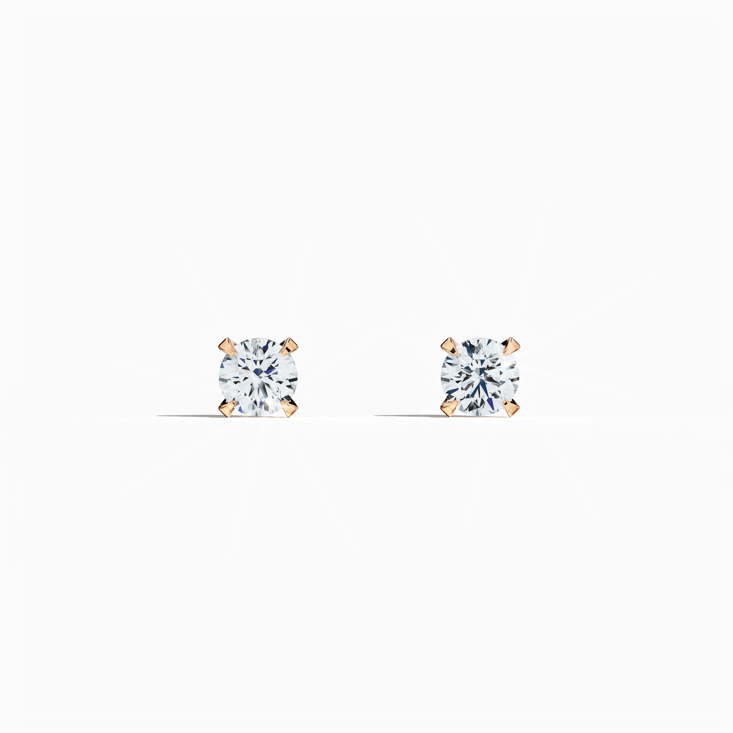 Front view of 0.60 carat natural diamond earring in 18k розовое золото with nail prong setting; diamond stud, 0.60ct solitaire diamond, luxury fine Украшения/fine Ювелирные изделия ear accessory.