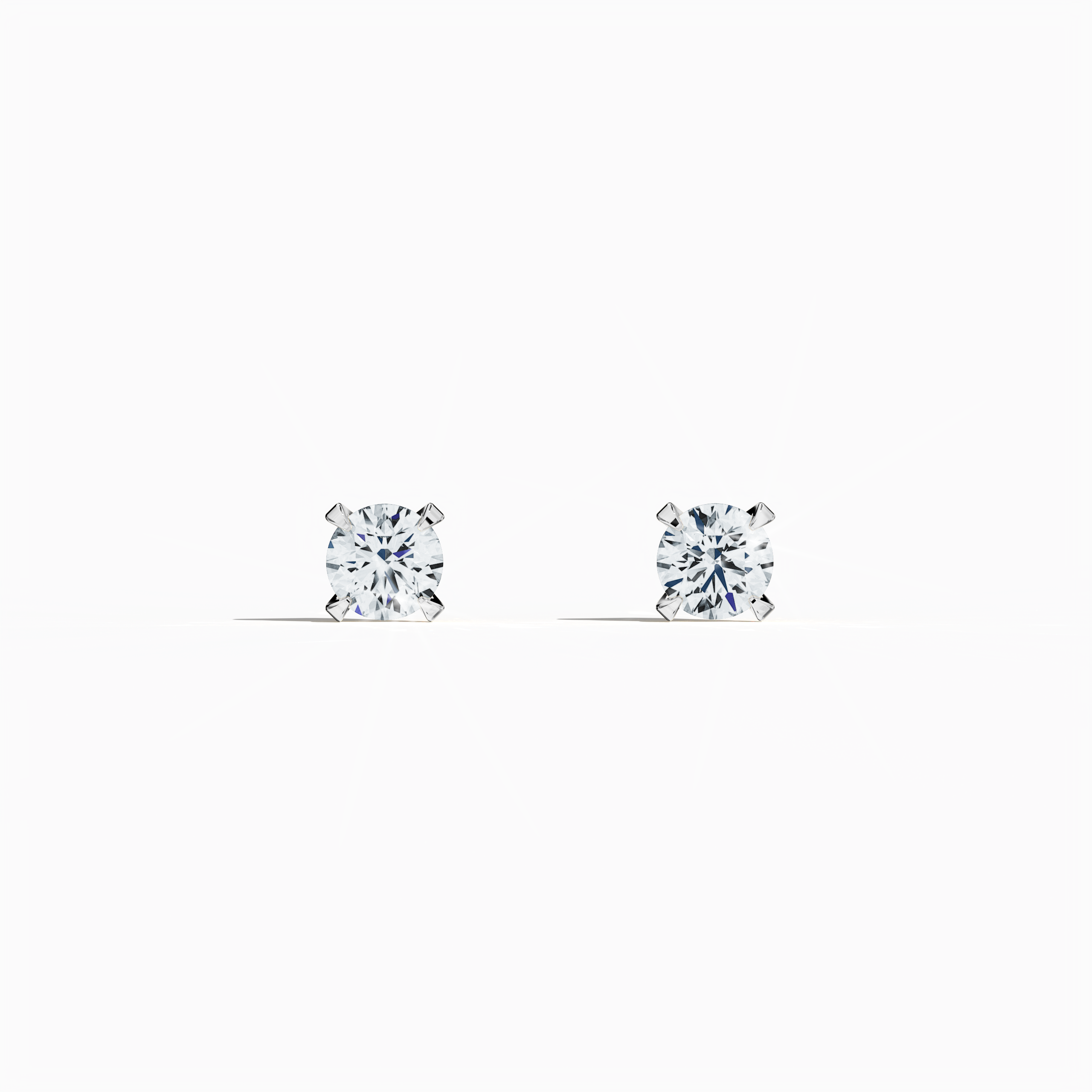 Front view of 0.60 carat natural diamond earring in 18k белое золото with nail prong setting; diamond stud, 0.60ct solitaire diamond, luxury fine Украшения/fine Ювелирные изделия ear accessory.
