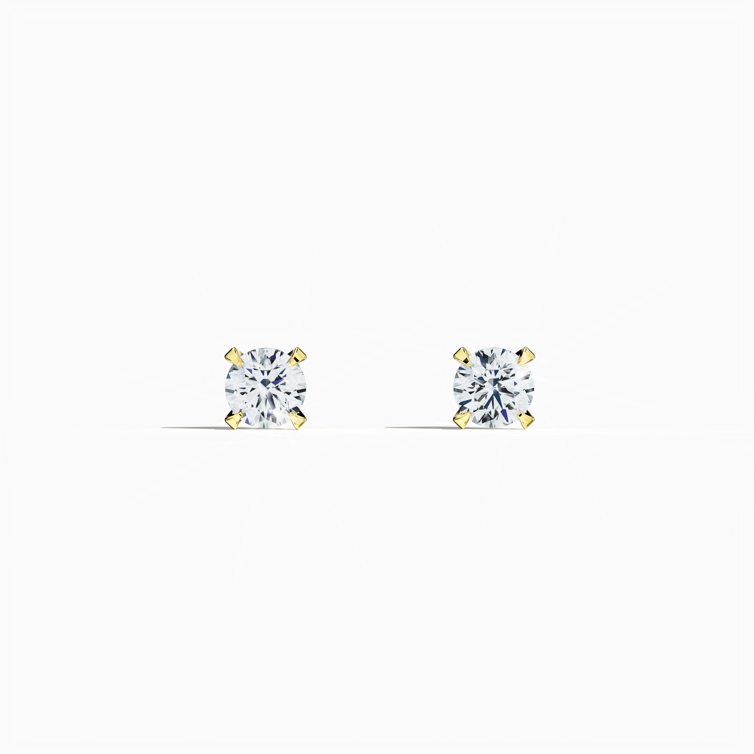 Front view of 0.60 carat natural diamond earring in 18k жёлтое золото with nail prong setting; diamond stud, 0.60ct solitaire diamond, luxury fine Украшения/fine Ювелирные изделия ear accessory.