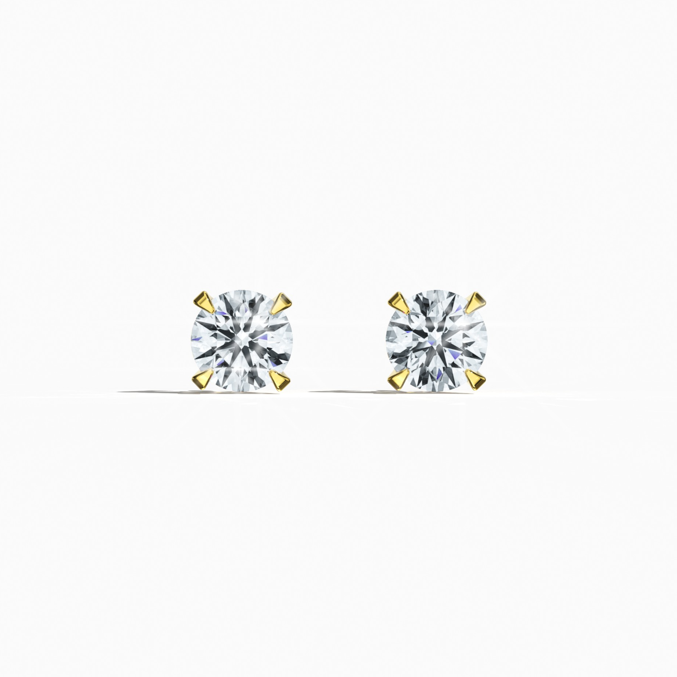 Front view of 1.40 carat natural diamond earring in 18k жёлтое золото with nail prong setting; diamond stud, 1.40ct solitaire diamond, luxury fine Украшения/fine Ювелирные изделия ear accessory.