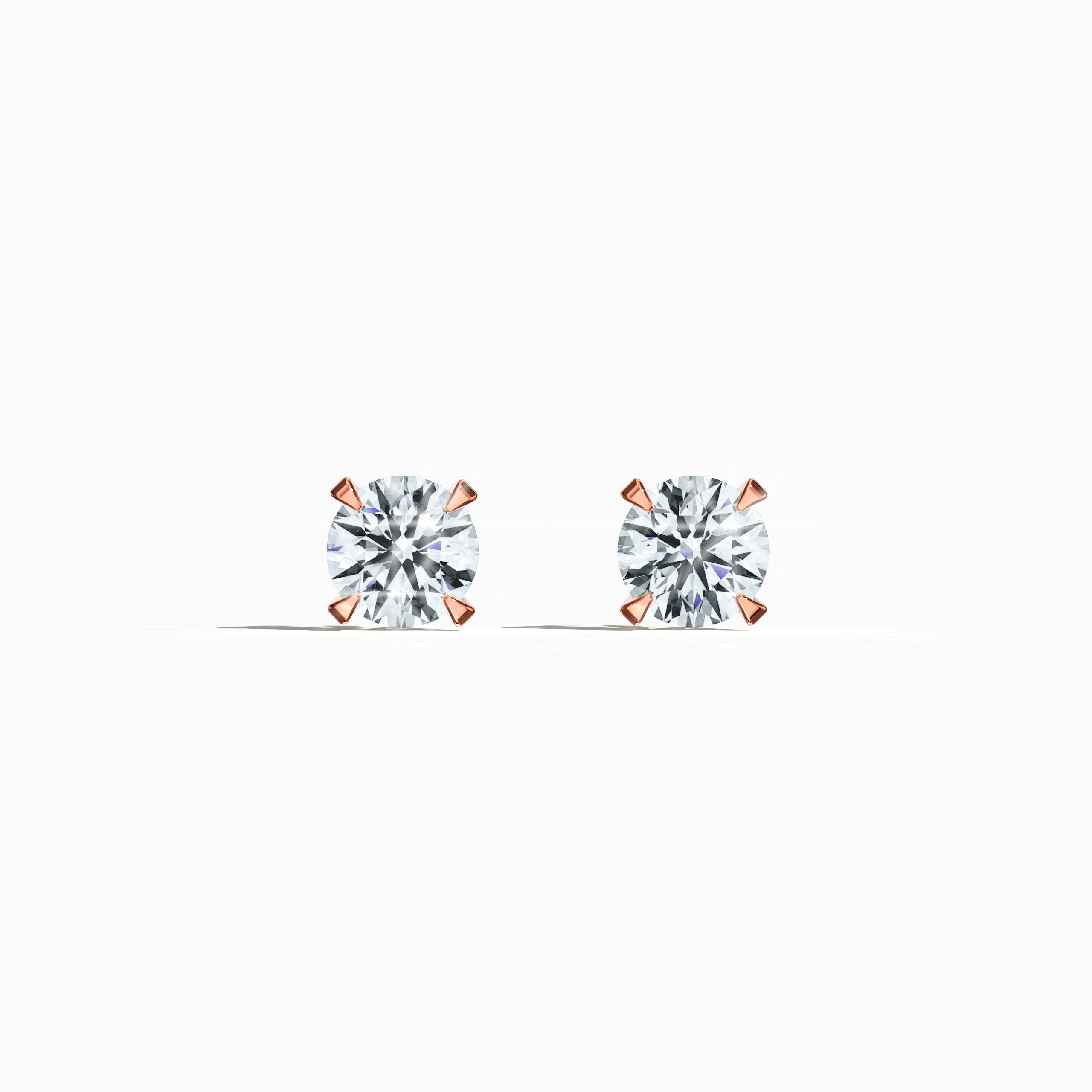 Front view of 1  карат Natural Diamond Earrings in 18K розовое золото - Classic Basket & Nail Prong Setting