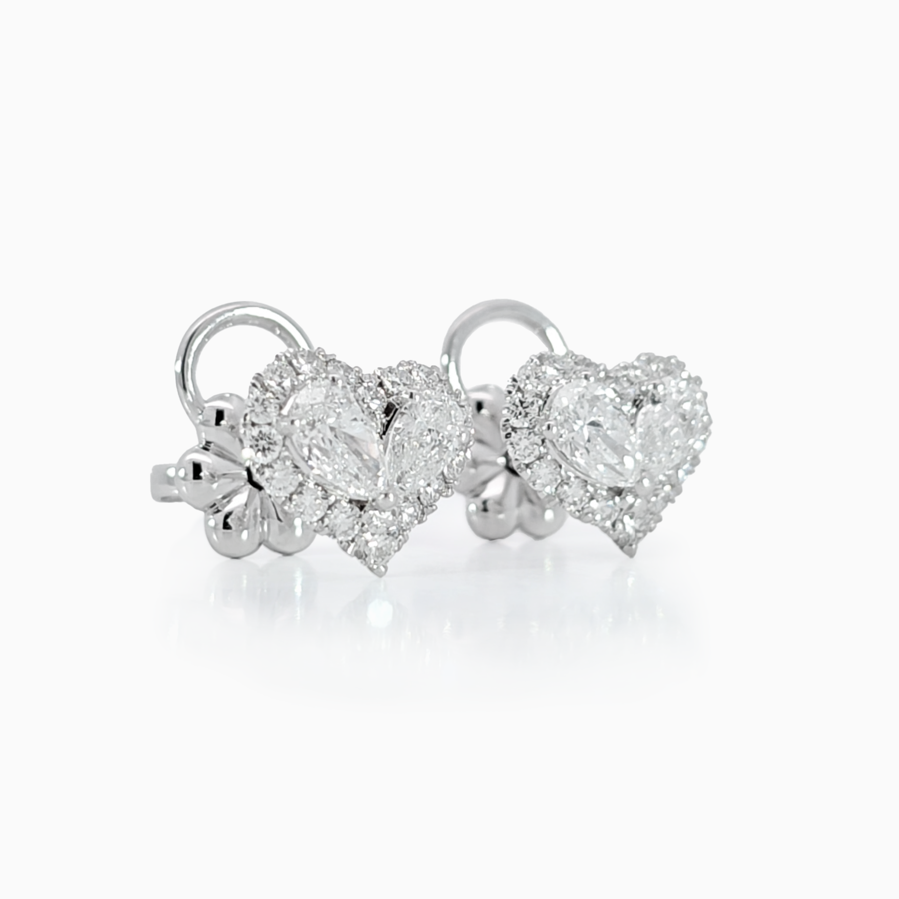 Heart shaped pear diamond halo Earring