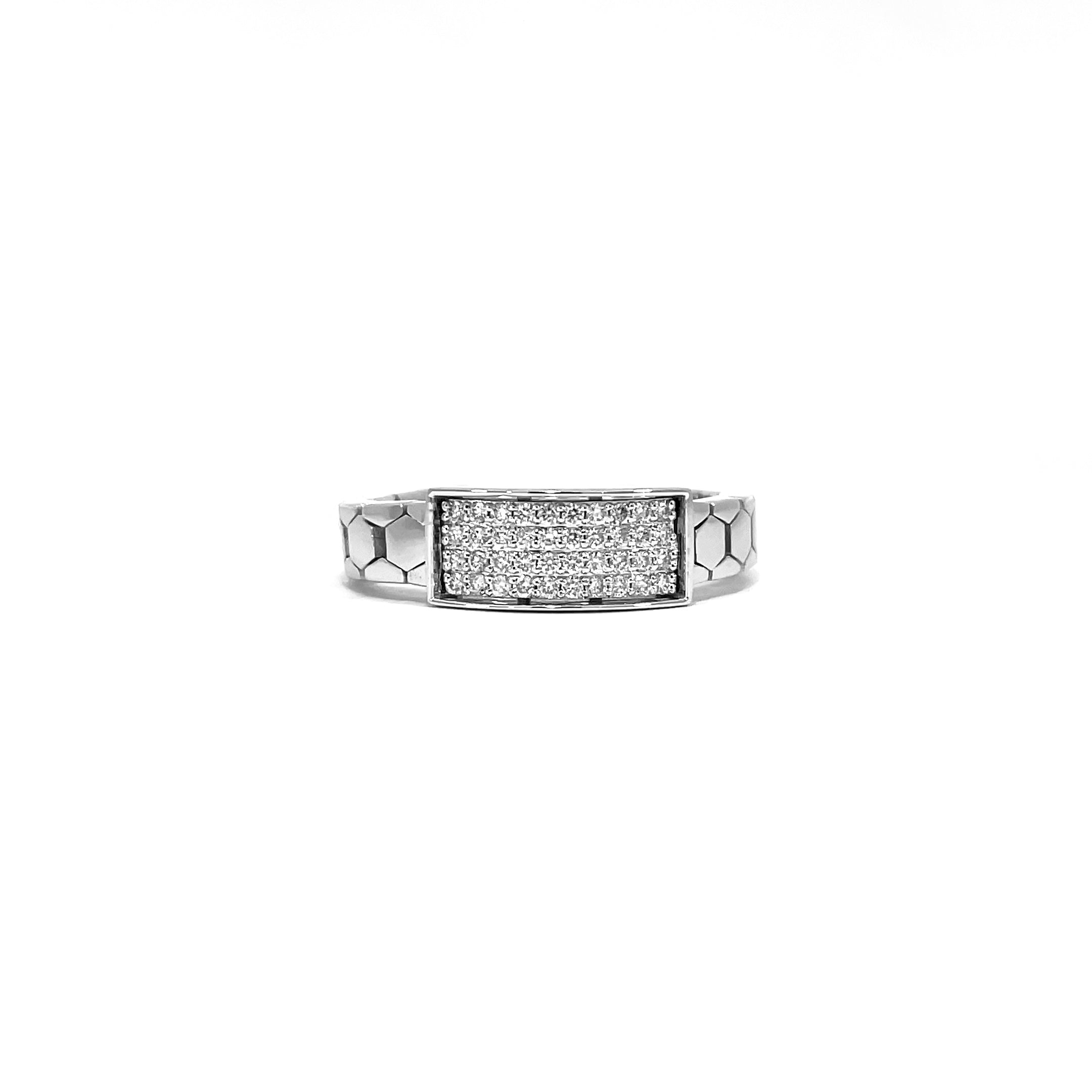 Mens Ring in style of bracelet in white gold 0.24 carat diamond D-F color VVS-VS clarity 18K white gold handcrafted in Dubai