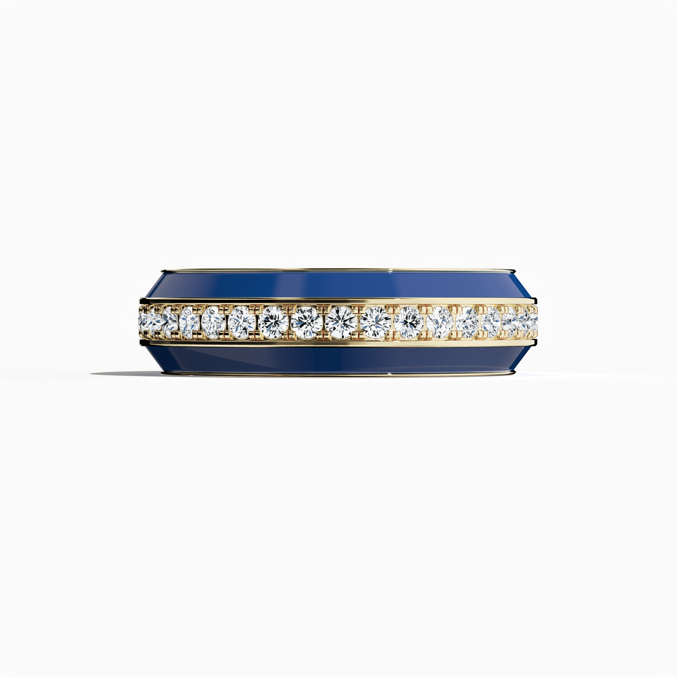Experience the modern allure of this жёлтое золото ring featuring vivid blue glossy enamel and an up to 1 carat diamond paved in the center line. The exquisite pave band—recognized as Eternity Pave, Pavé Chic, and Carat Pave—is showcased in a sleeping front view that highlights intricate diamond pavé detailing and the dynamic contrast between vibrant blue enamel and warm жёлтое золото. This designer piece exudes luxury and contemporary artistry.
Keywords: enamel, diamond, pave, luxury, designer.