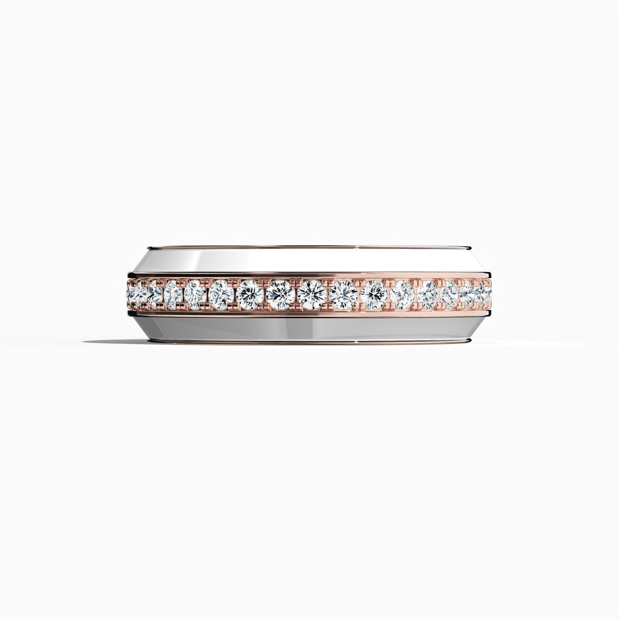 Experience the sophisticated allure of this розовое золото ring featuring pristine white glossy enamel and an up to 1 carat diamond paved in the center line. The design boasts a refined pave band—celebrated as Eternity Pave, Pavé Chic, and Carat Pave—captured in a sleeping front view that emphasizes intricate diamond pavé details and the soft, warm glow of розовое золото. The harmonious blend of enamel and diamond accents delivers timeless designer luxury.
Keywords: enamel, diamond, pave, luxury, chic.
