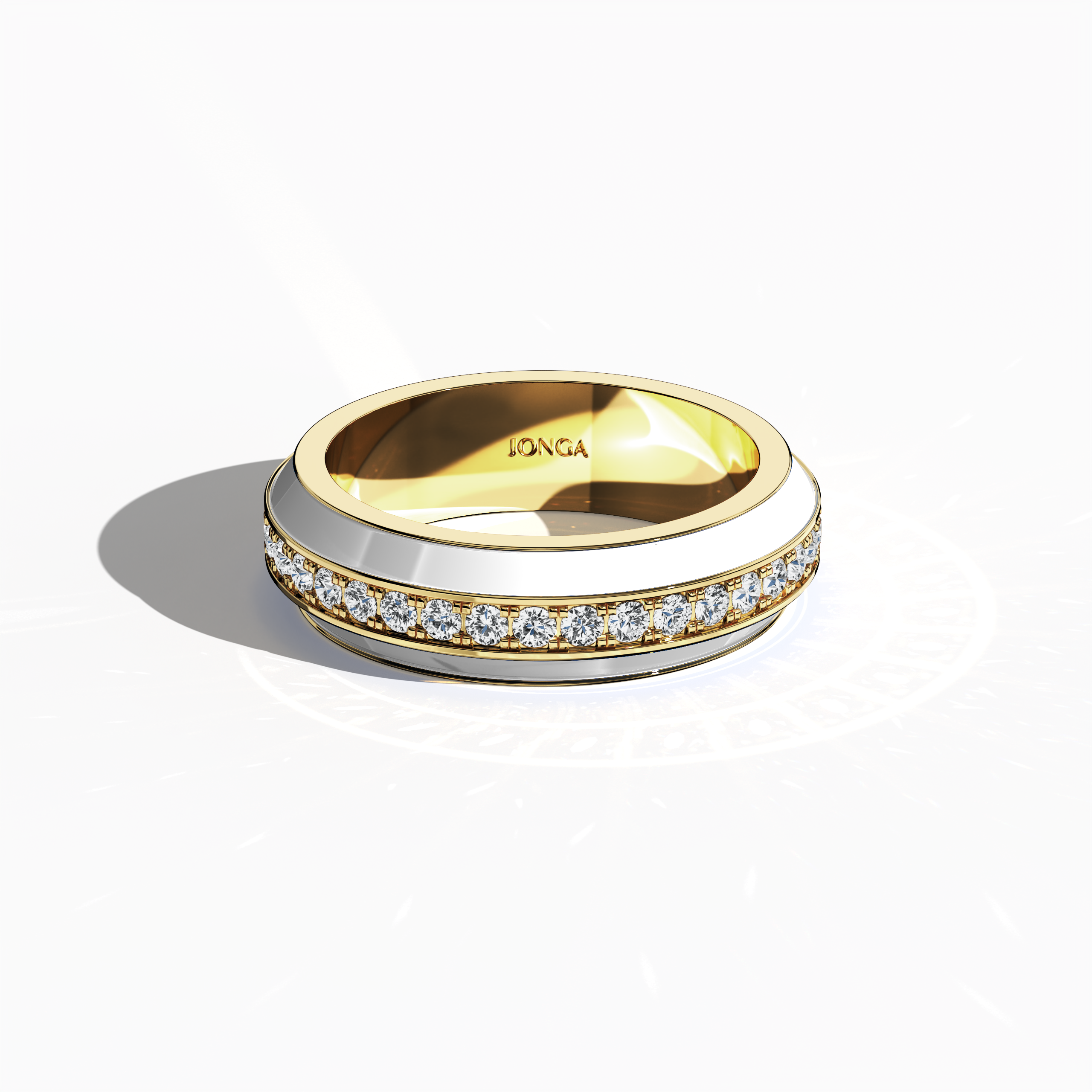 Discover the striking beauty of this жёлтое золото ring with radiant white glossy enamel and an up to 1 carat diamond paved in the center line. Captured from a sleeping front top view, the elegant pave band—celebrated as Eternity Pave, Pavé Chic, and Carat Pave—displays intricate diamond detailing that accentuates the vibrant fusion of жёлтое золото and pristine enamel. This piece embodies modern luxury and refined designer elegance.
Keywords: enamel, diamond, pave design, luxury, designer.