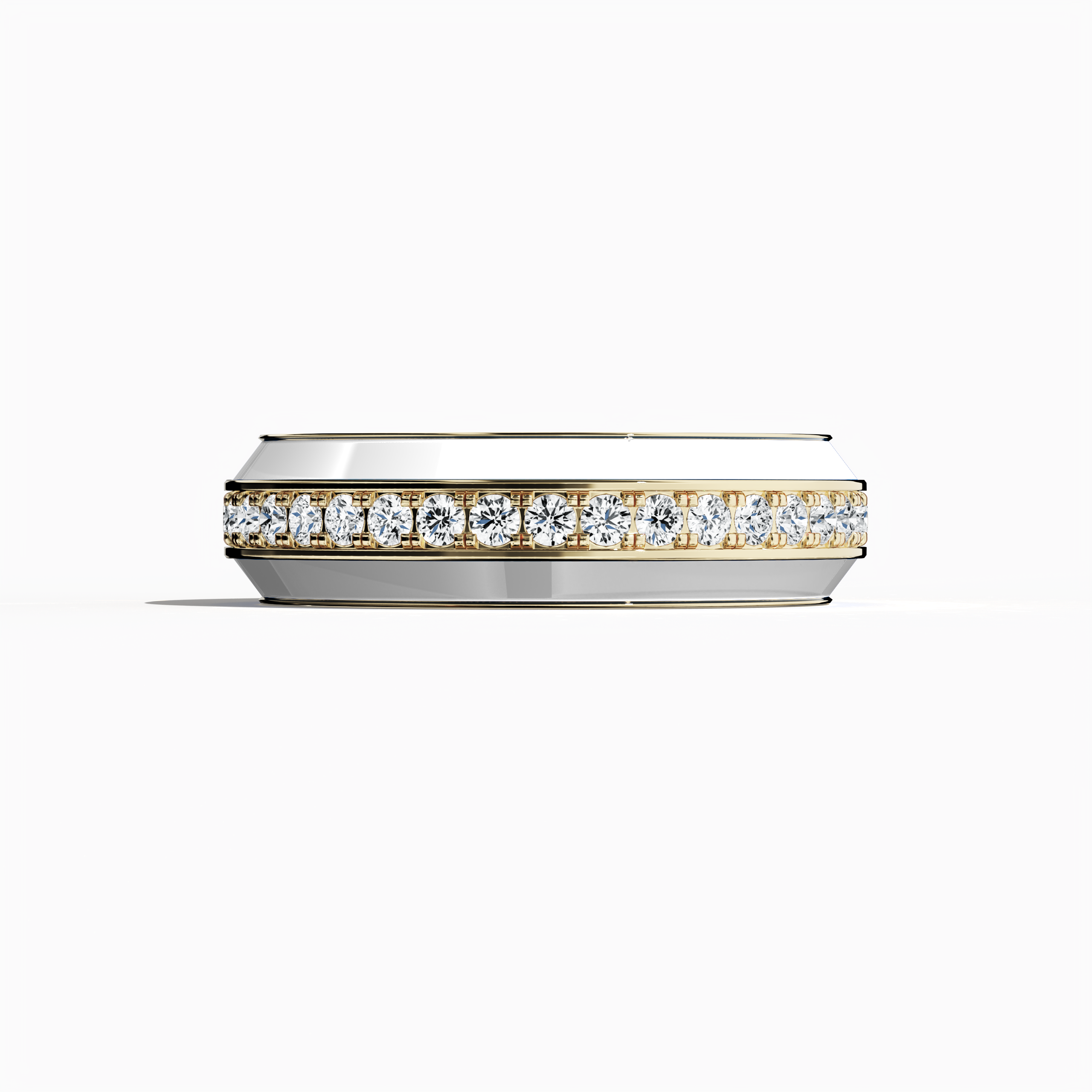 Experience the radiant charm of this жёлтое золото ring featuring luminous white glossy enamel and an up to 1 carat diamond paved in the center line. The design boasts an exquisite pave band—recognized as Eternity Pave, Pavé Chic, and Carat Pave—showcased in a sleeping front view that highlights intricate diamond pavé details. The vibrant interplay between warm жёлтое золото and crisp enamel creates a modern masterpiece of luxury and refined designer craftsmanship.
Keywords: enamel, diamond, pave, luxury,