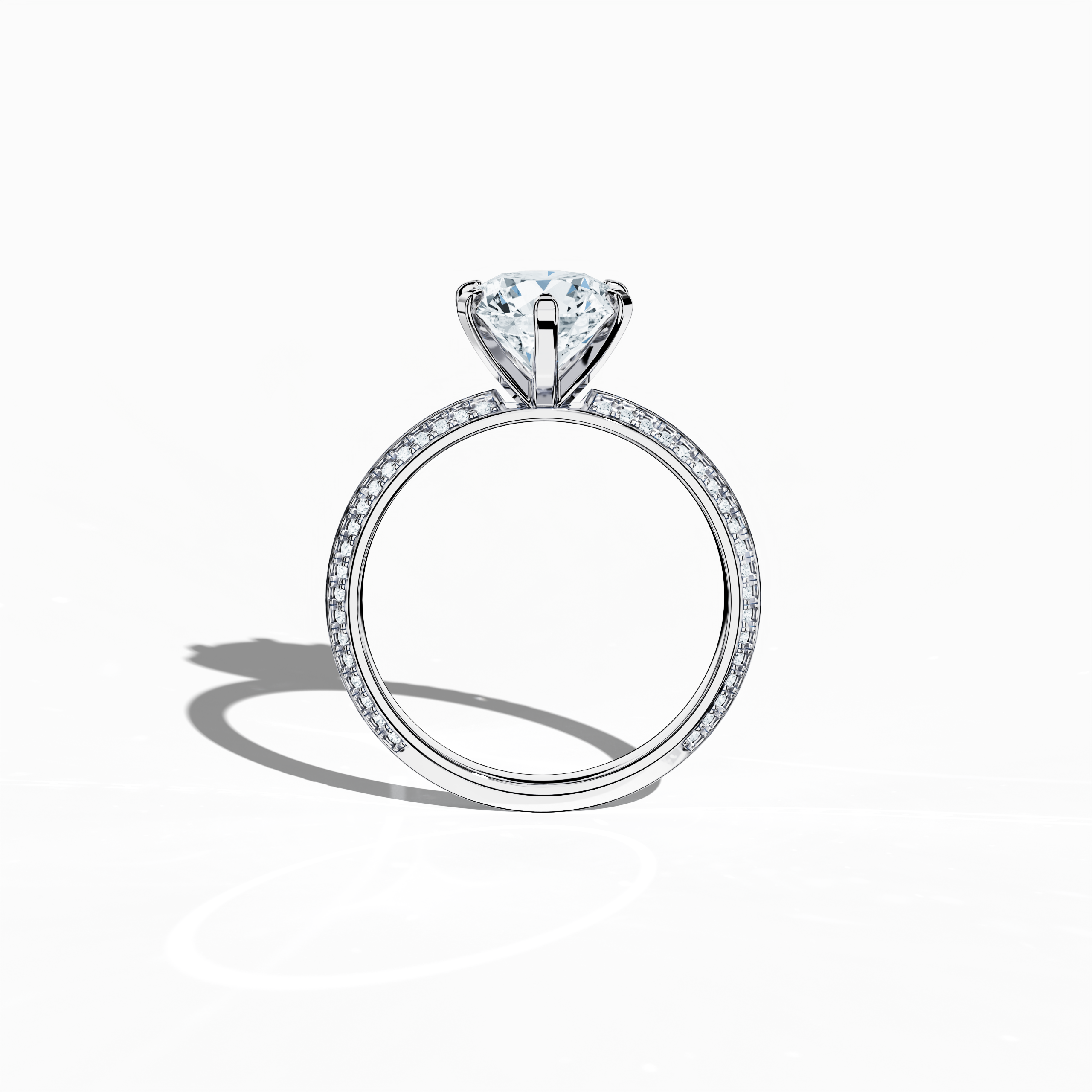 Classic solitaire diamond ring with 2.40 карат total carats—2 карат in the center and 0.40 карат in pavé side stones—set in a bright белое золото band with a sharp two‑step design and central accent. Displayed in a front view, this fine Украшения/fine Ювелирные изделия ring exudes timeless minimalism and modern elegance.