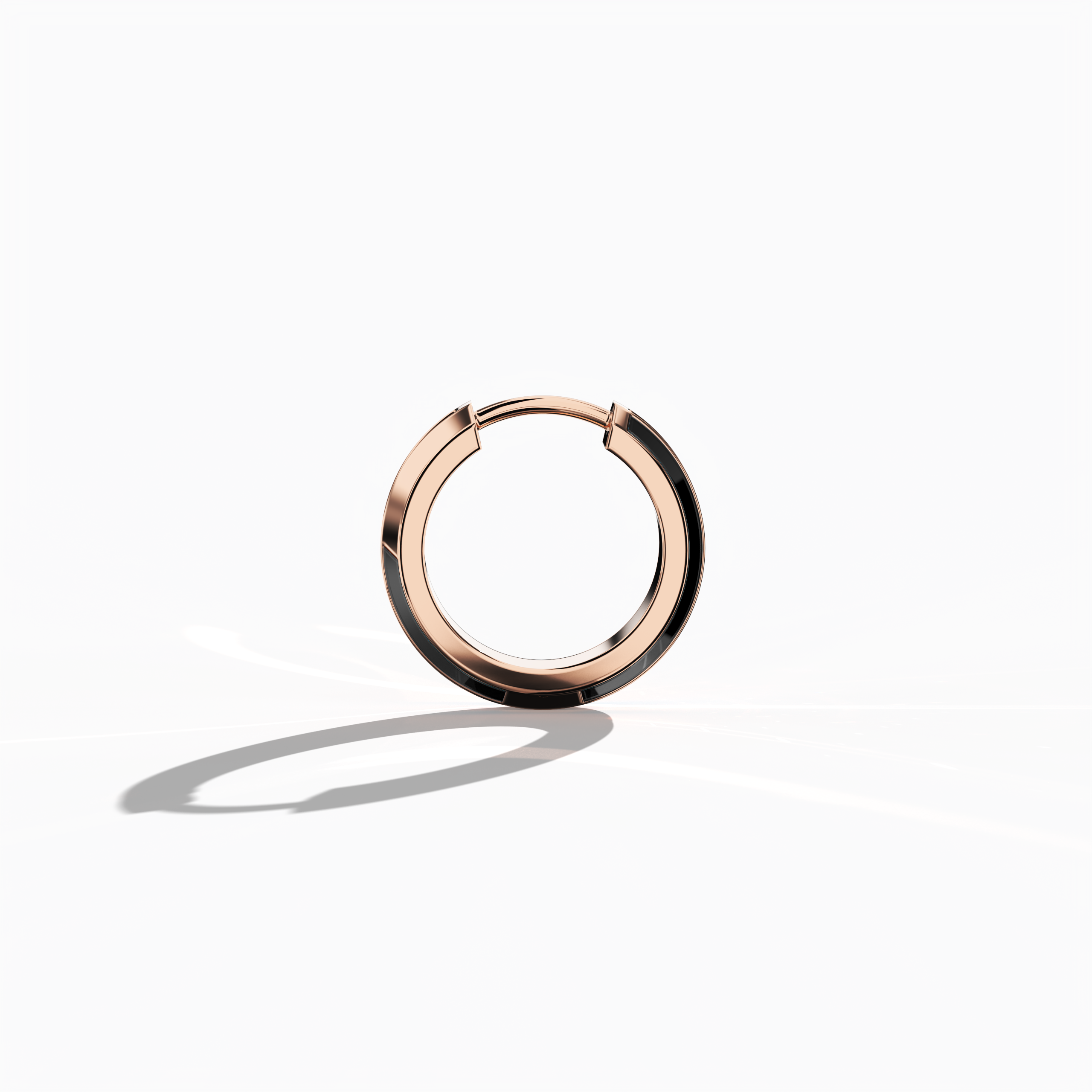 Side view of Striking black enamel pavé stud earring in розовое золото – a sophisticated ear adornment and premium Украшения/fine Ювелирные изделия accessory that combines a deep black enamel front with shimmering pavé diamond accents on a luxurious розовое золото base.