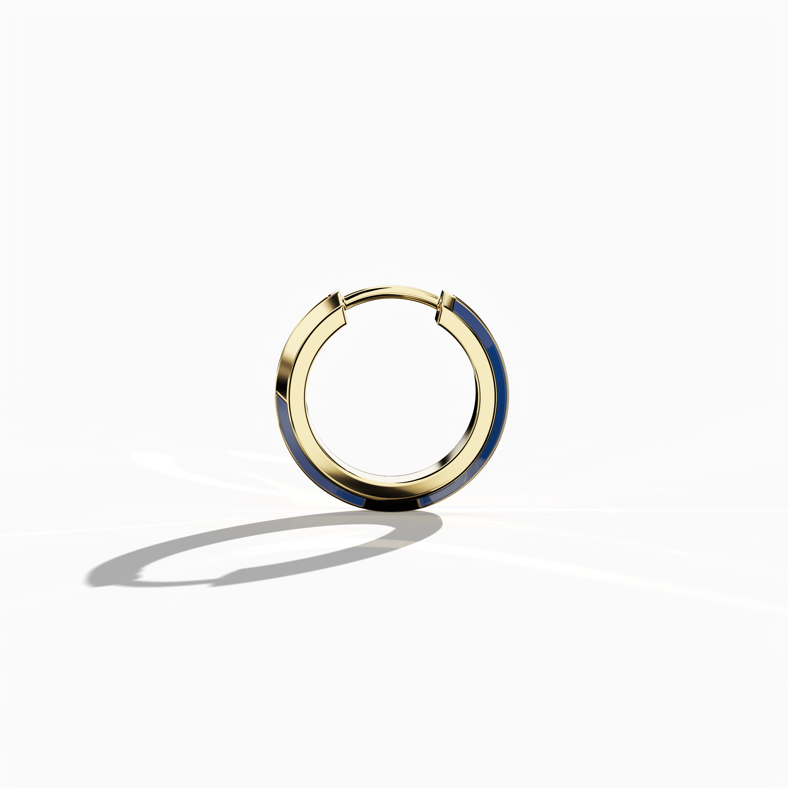 Side view of Vibrant blue enamel pavé stud earring in жёлтое золото – a dazzling diamond ear accessory featuring a bold blue enamel finish set amid a meticulous pavé of tiny diamonds on a radiant жёлтое золото setting, ideal for a standout look.
