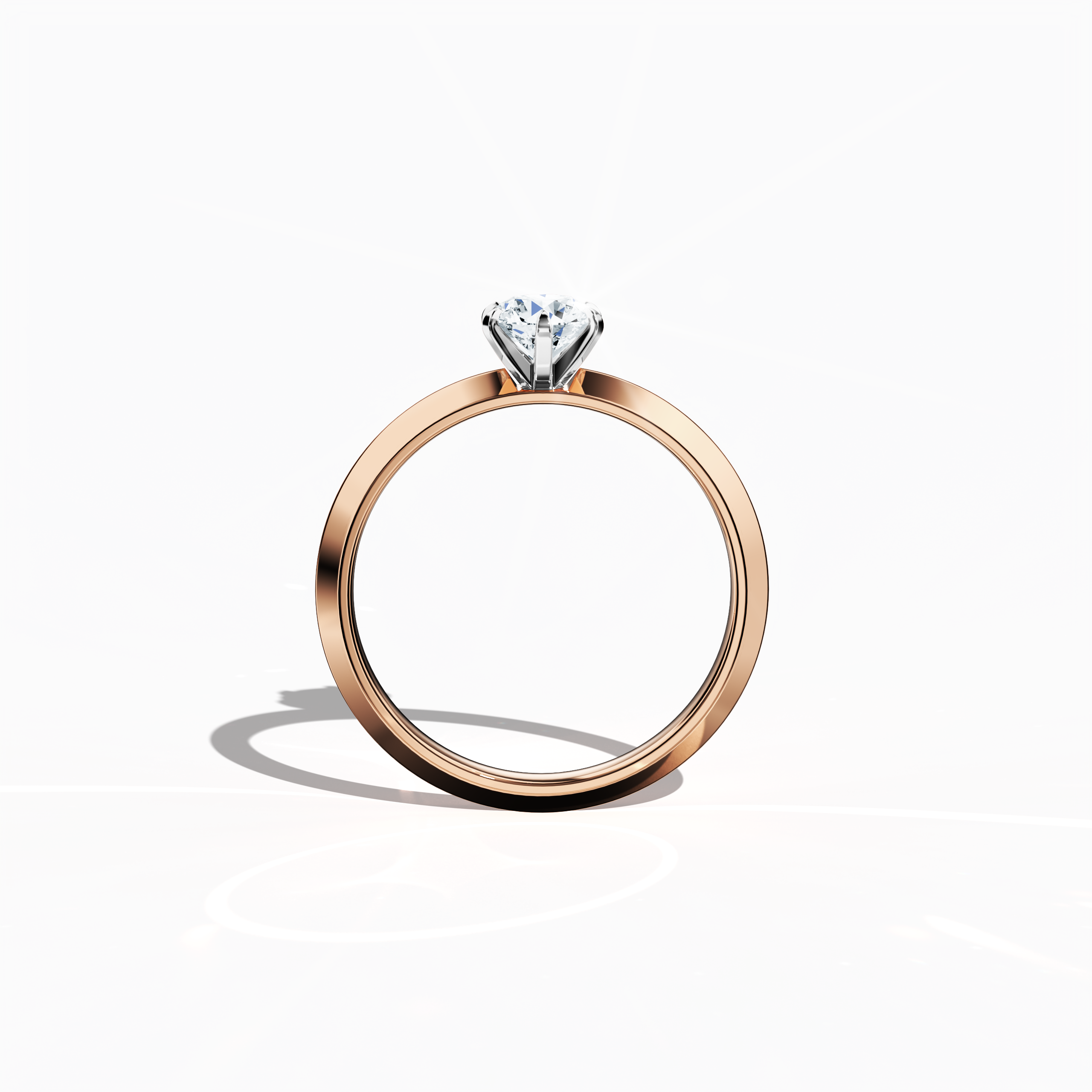 Classic solitaire diamond ring with a 0.50ct center diamond in a six-baby claw prong setting and a two-step band with a crisp central line, rendered in a soft розовое золото band (blush/pink gold). Shown in a front view, this fine Украшения/fine Ювелирные изделия accessory showcases its sleek design and warm, romantic hue.