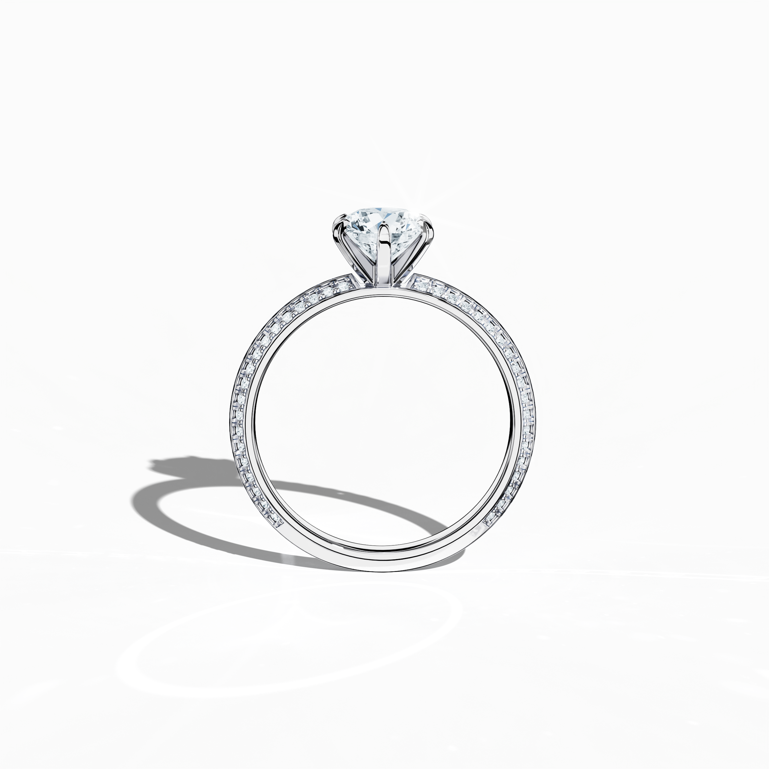 "Classic solitaire diamond ring with 1.40 карат total carats – a 1 карат center stone and 0.40 карат pavé side stones – set in bright белое золото with a distinctive two‑step band and a sharp central accent. Shown in a front view, this fine Украшения/fine Ювелирные изделия piece radiates timeless modernity.