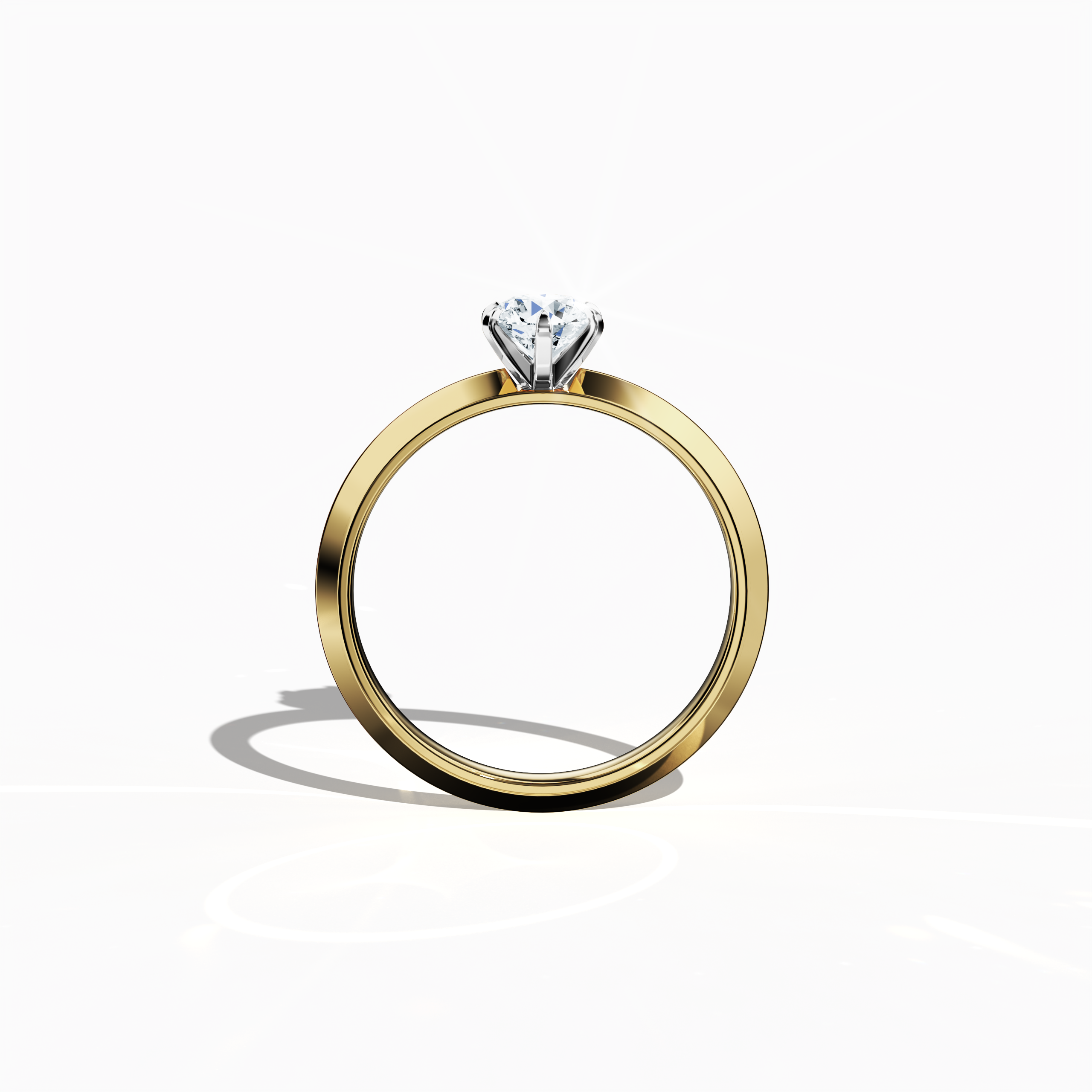 Classic solitaire diamond ring with a 0.50ct center diamond in a six-baby claw prong setting and a two-step band with a crisp central line, set in a rich жёлтое золото band. Displayed in a front view to capture its balanced design and brilliant sparkle, a timeless fine Украшения/fine Ювелирные изделия accessory.