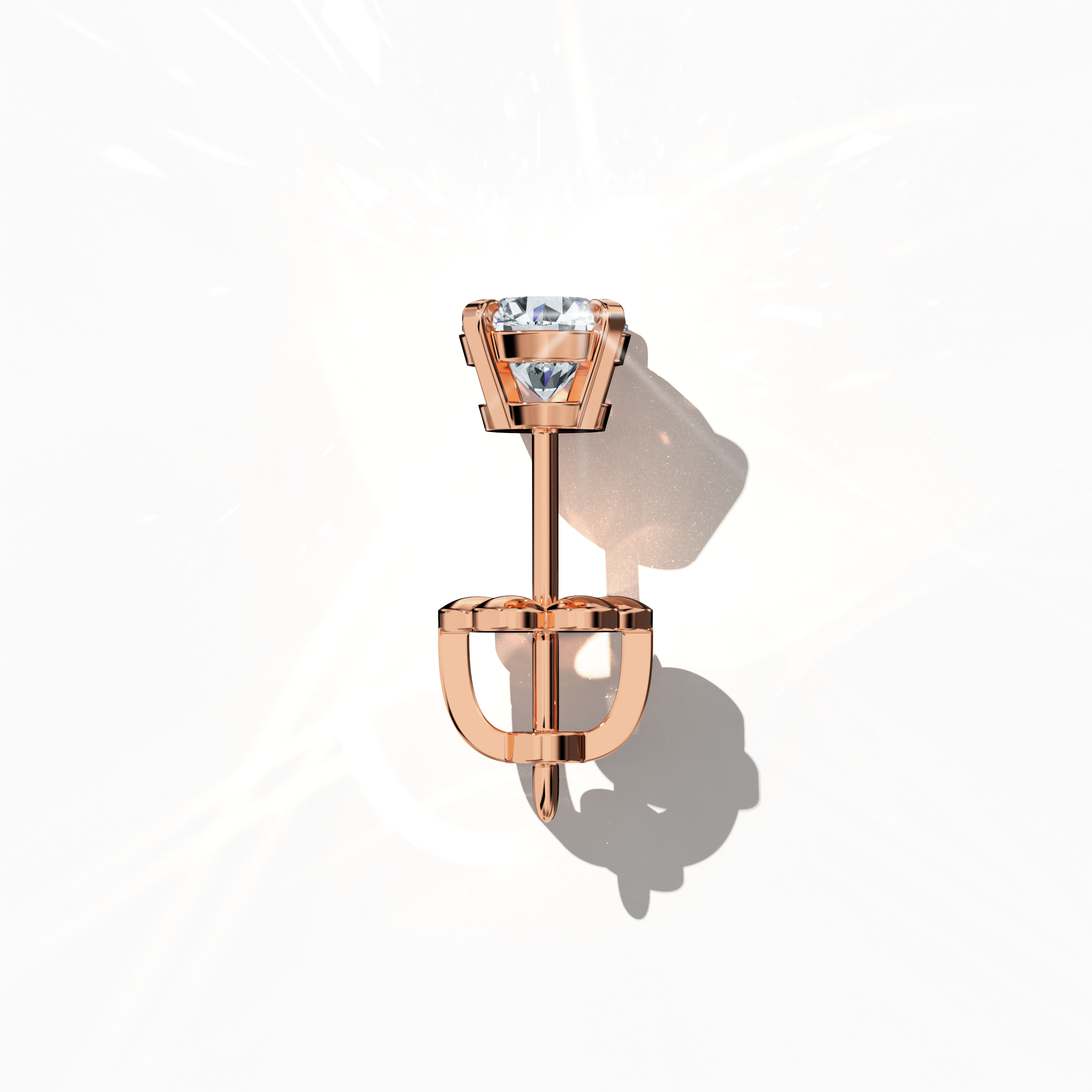 Top view of 1.40 карат Natural Diamond Earrings in 18K розовое золото - Classic Basket & Nail Prong Setting