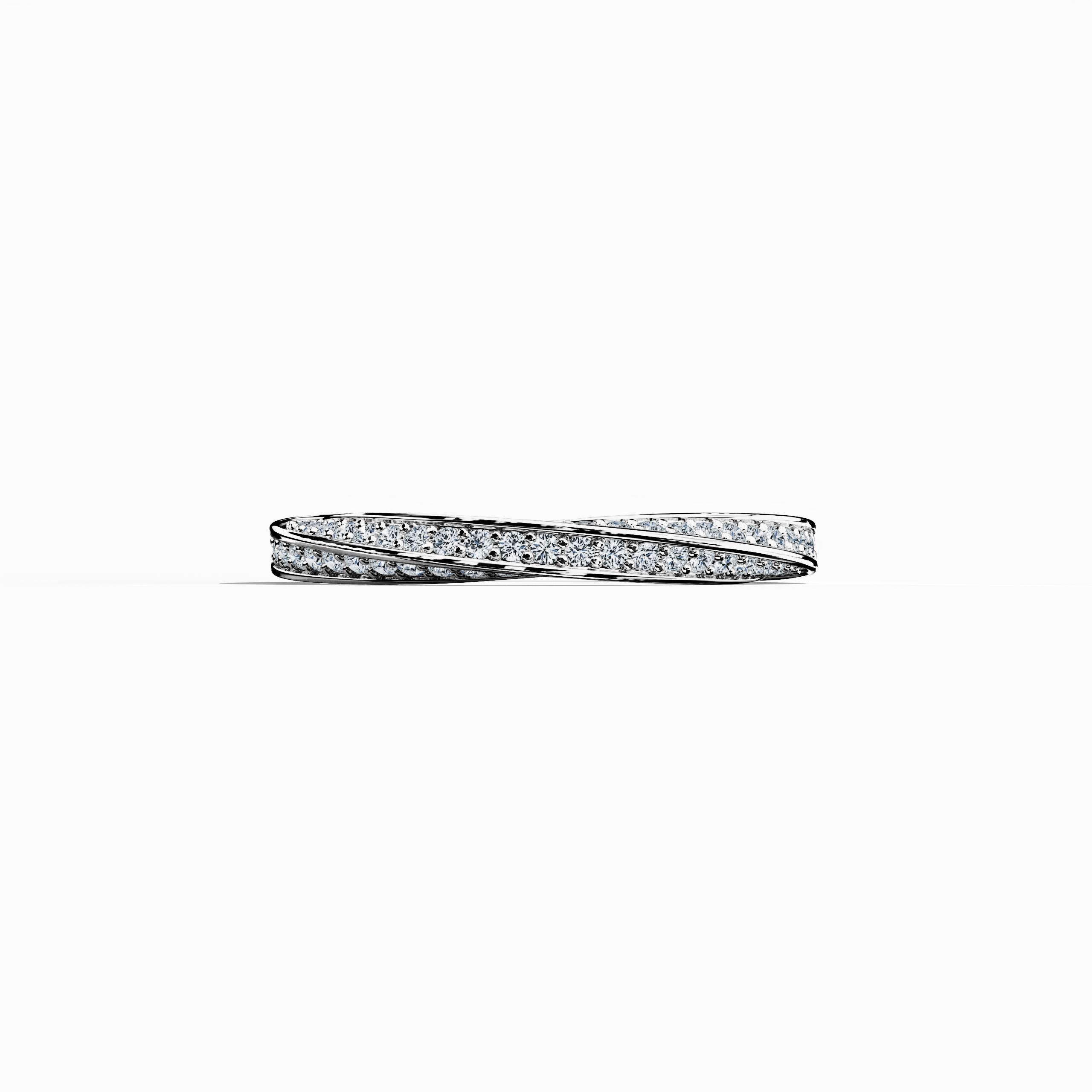 This captivating image showcases a белое золото twisted diamond band in a ring sleeping front view, revealing an intricately interwoven spiral design accented by a brilliant 1.05 carat diamond. The piece, also known as a helix or spiral band, reflects exceptional craftsmanship and modern luxury. Celebrated as argentum or luminous белое золото in select markets, its timeless elegance and refined details evoke sophistication and contemporary allure. Keywords: twisted, diamond, elegant, luxury, modern.