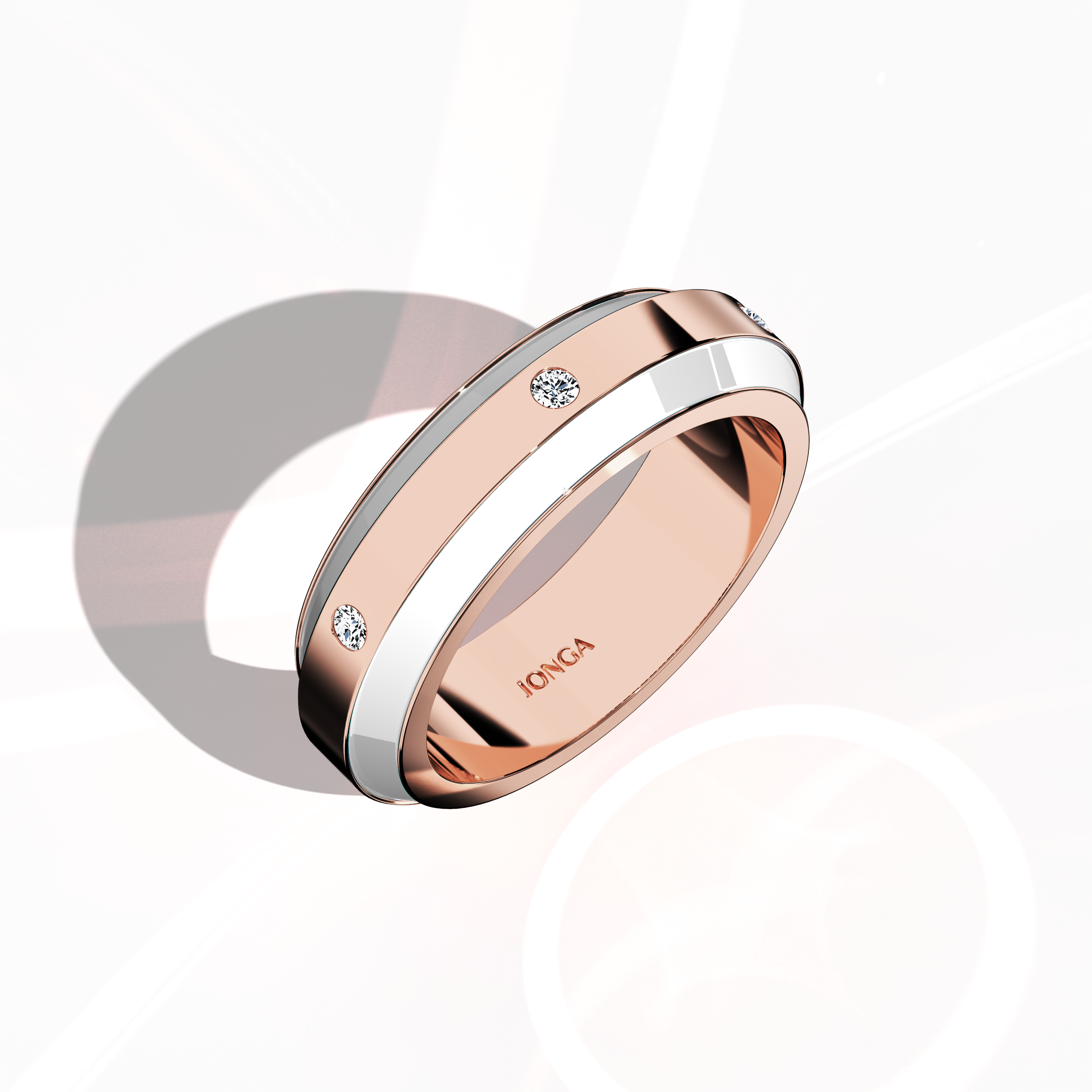 Striking in розовое золото with smooth white enamel, this six‐diamond ring exhibits a glossy finish and a centerline of dazzling diamonds (up to 0.20 carats). Referred to as “Luminous Legacy,” “Vintage Elegance,” and “Enamel Enchantment,” its design radiates modern elegance and classic charm. Captured in a standing front top side view, the image emphasizes refined craftsmanship and keywords: luxury, designer, создано вручную, fine Украшения.