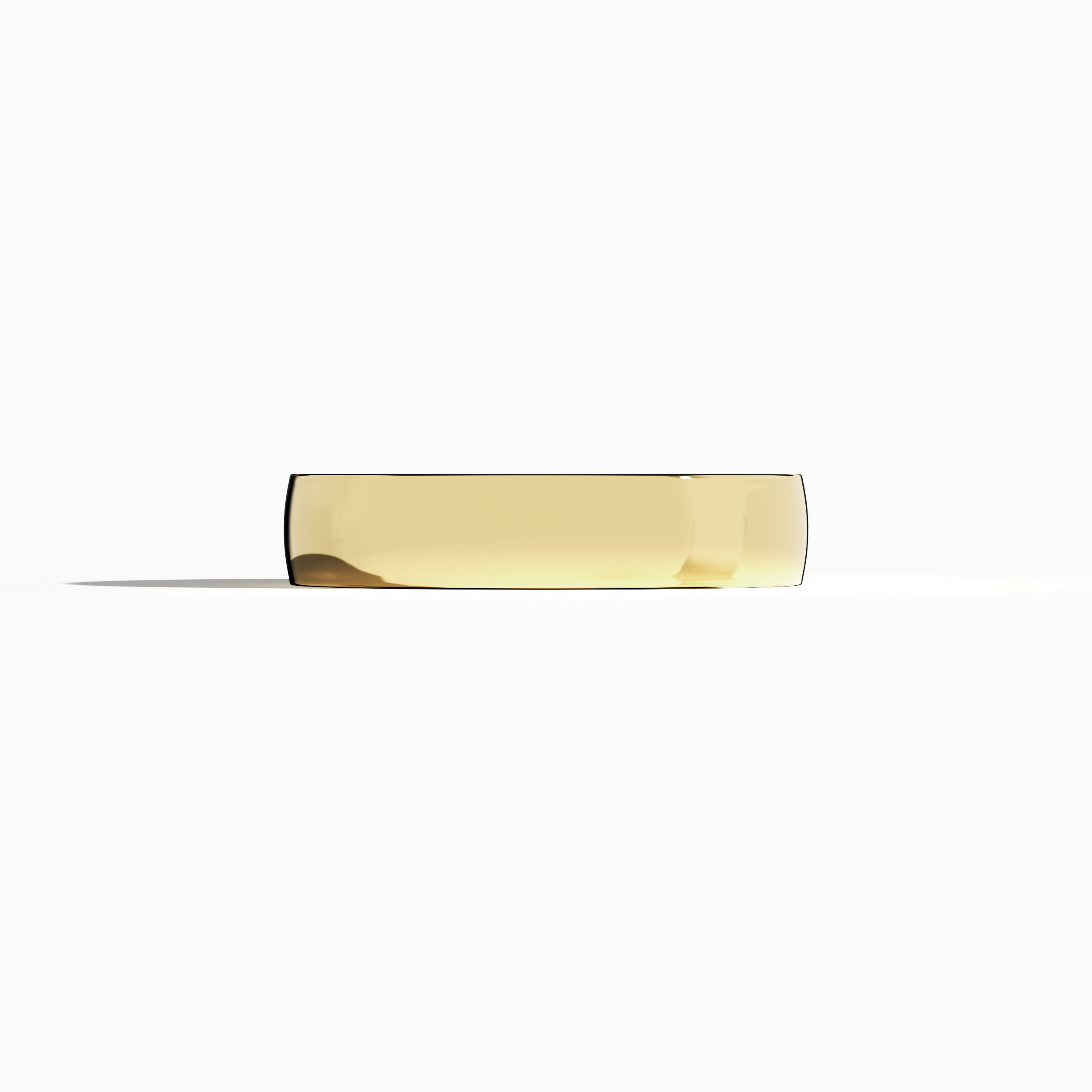 Displaying a timeless wedding band in radiant жёлтое золото, this 6 мм simple design with a lustrous glossy finish is captured from a sleeping front view. Often referred to as a minimalist wedding ring, classic gold band, or modern wedding band, its smooth contours and warm shine convey understated luxury. Celebrated in varied design traditions through diverse naming, the ring exudes classic elegance and modern refinement. Keywords: жёлтое золото, glossy, 6 мм, elegant, minimalist.