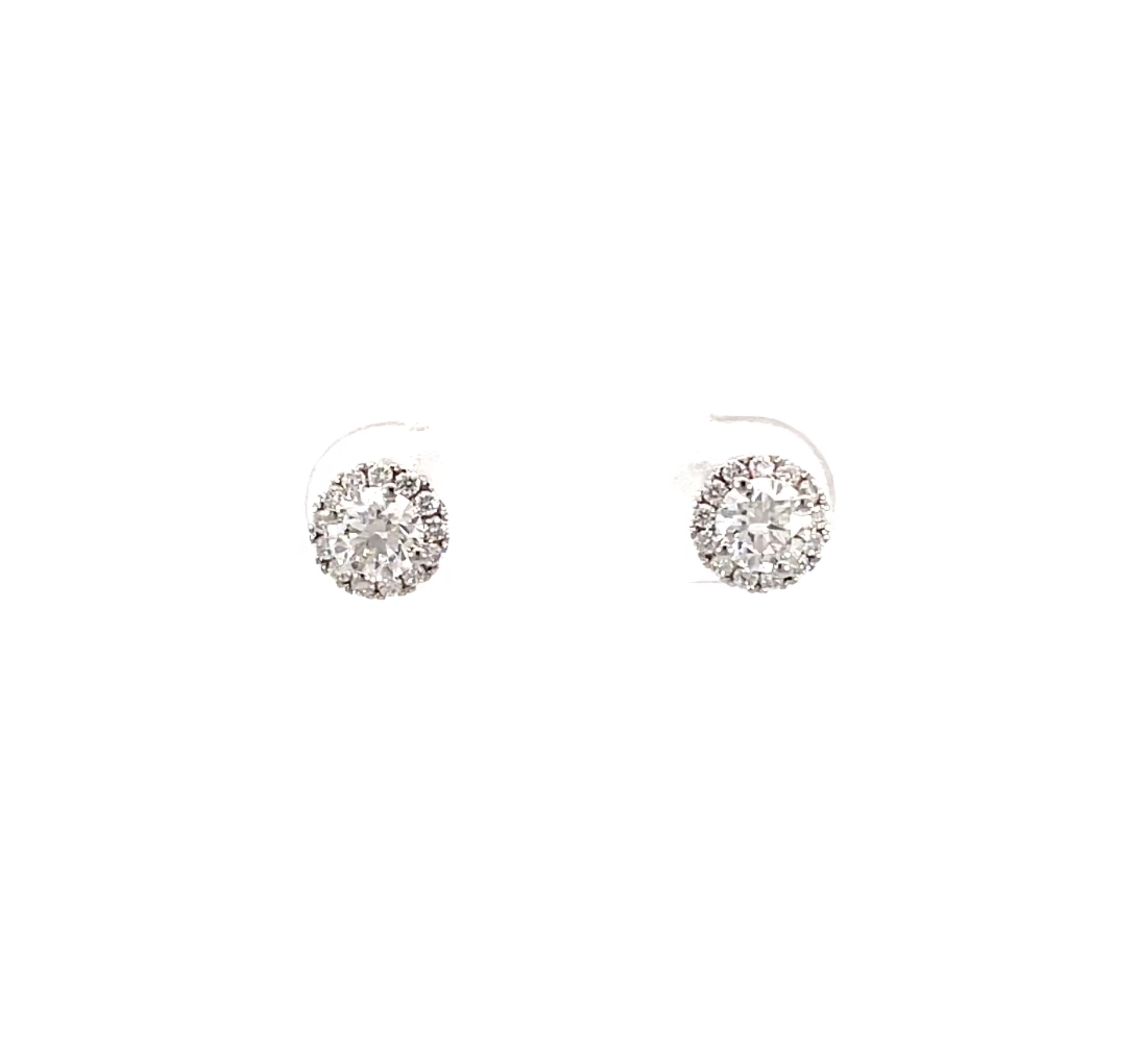 0.70 carat Halo Earring 0.73 carat total 0.30 carat each GIA certified G color VVS-VS clarity 18K white gold Dubai