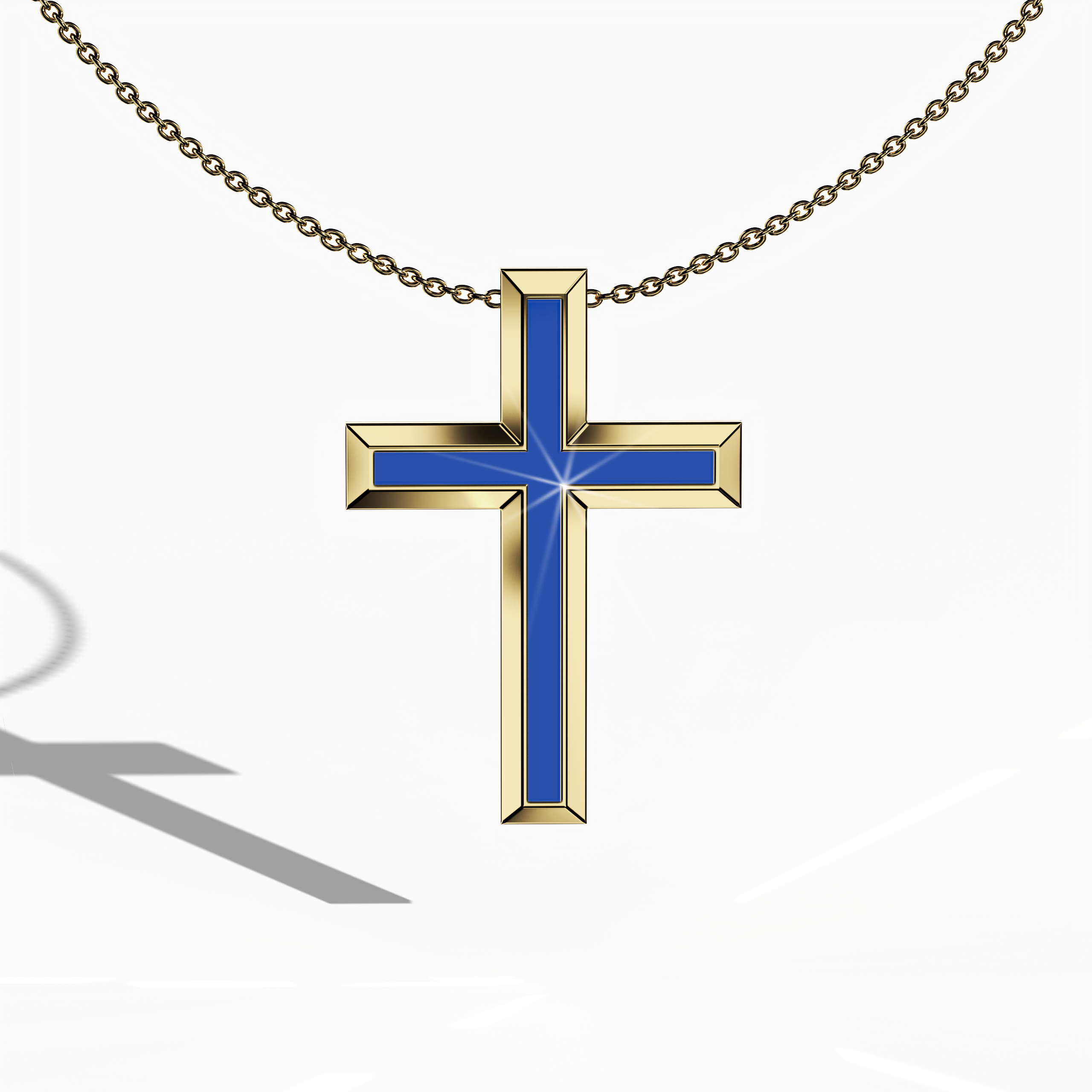 Front view of a center эмаль 3‑step крест кулон in classic жёлтое золото, also described as traditional or golden‑hued metal. The vibrant blue эмаль centerpiece, alternatively known as cobalt or azure эмаль, is set within a layered, tri‑tier design that fuses sacred symbolism with contemporary artistry. This distinguished jewelry piece, recognized as a multi‑step or stacked крест in various traditions, displays intricate detailing and a glossy finish.
Keywords: three‑step крест, жёлтое золото, blue эмаль.