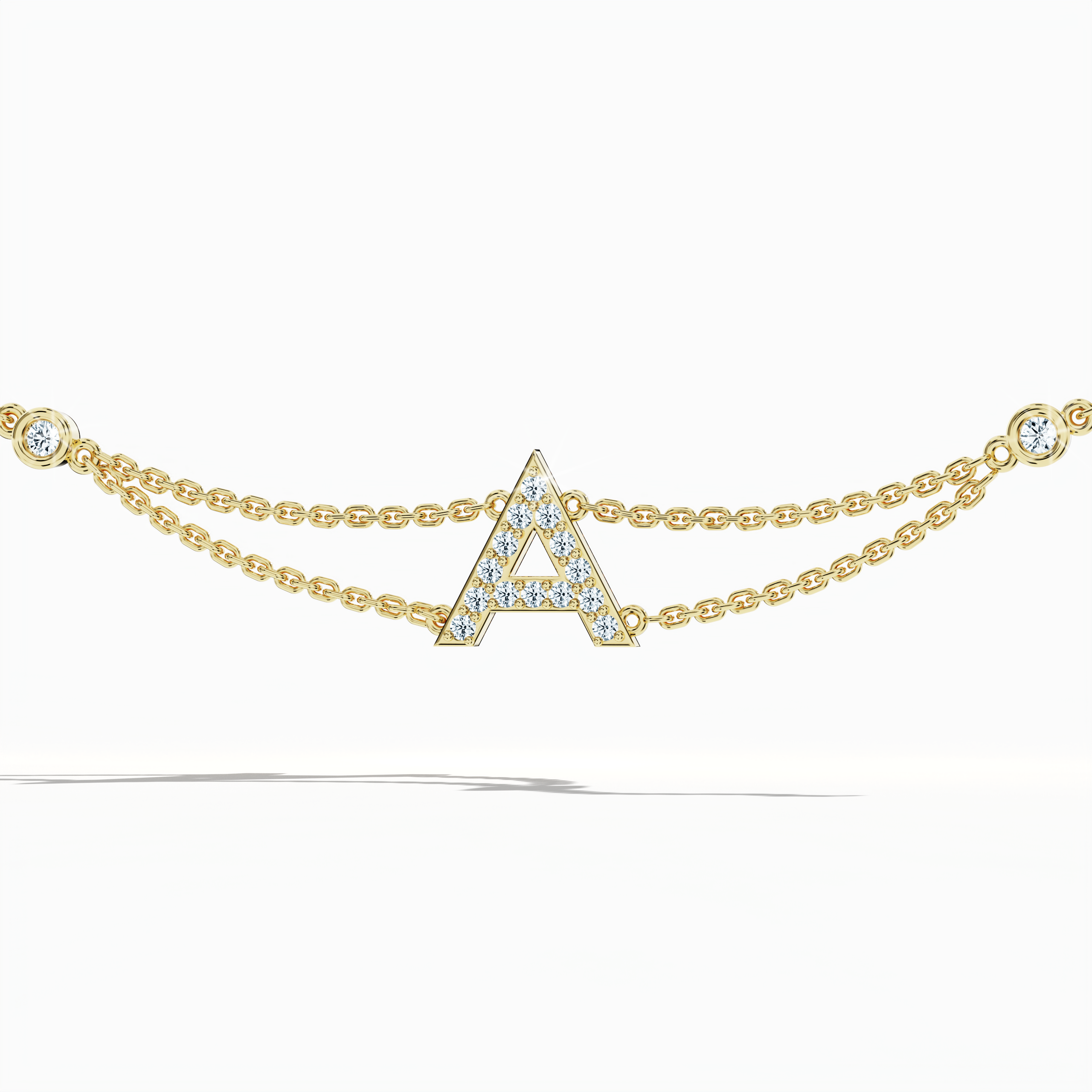 Initial Diamond Letter Bracelet (A-Z) in 18K Gold