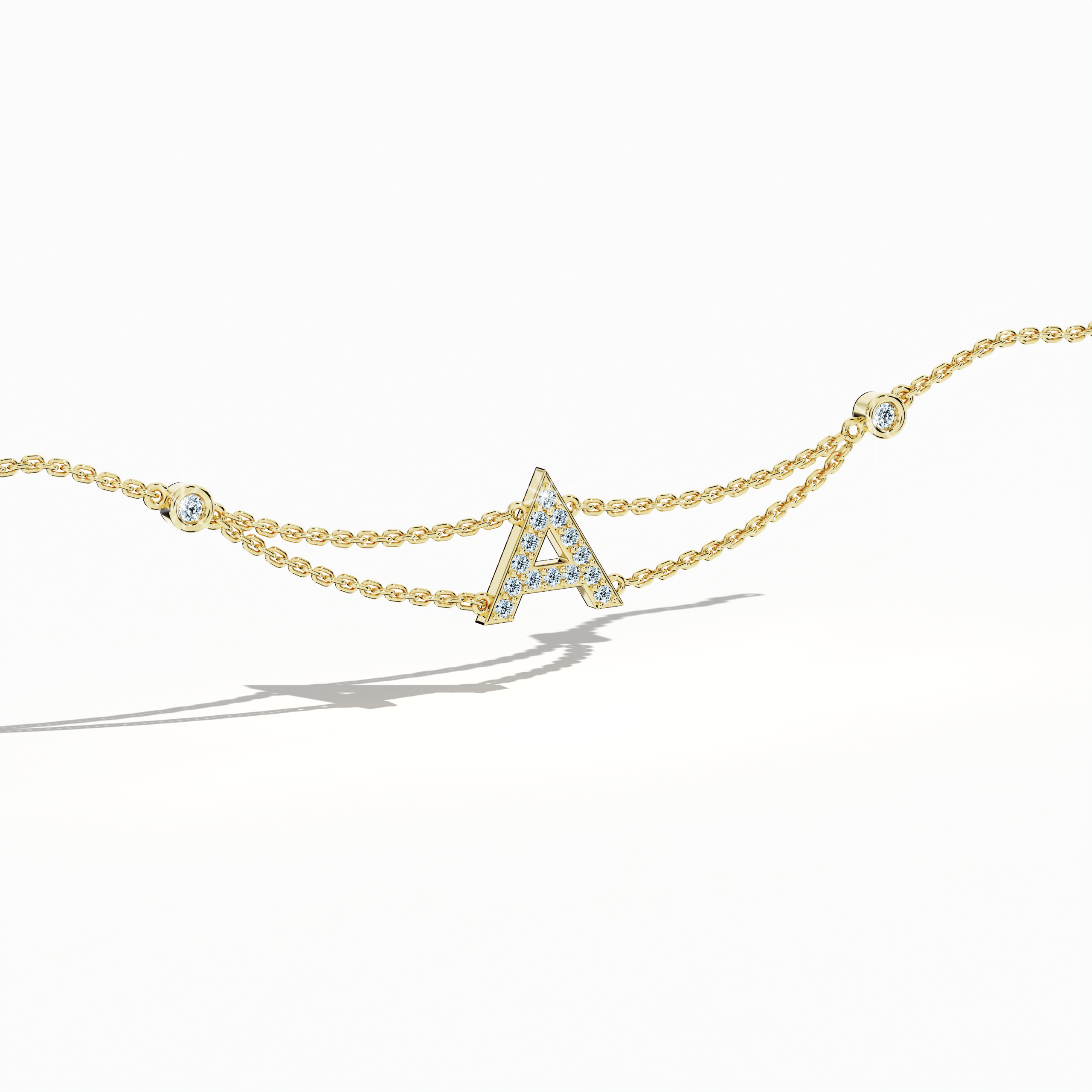 Initial Diamond Letter Bracelet (A-Z) in 18K Gold