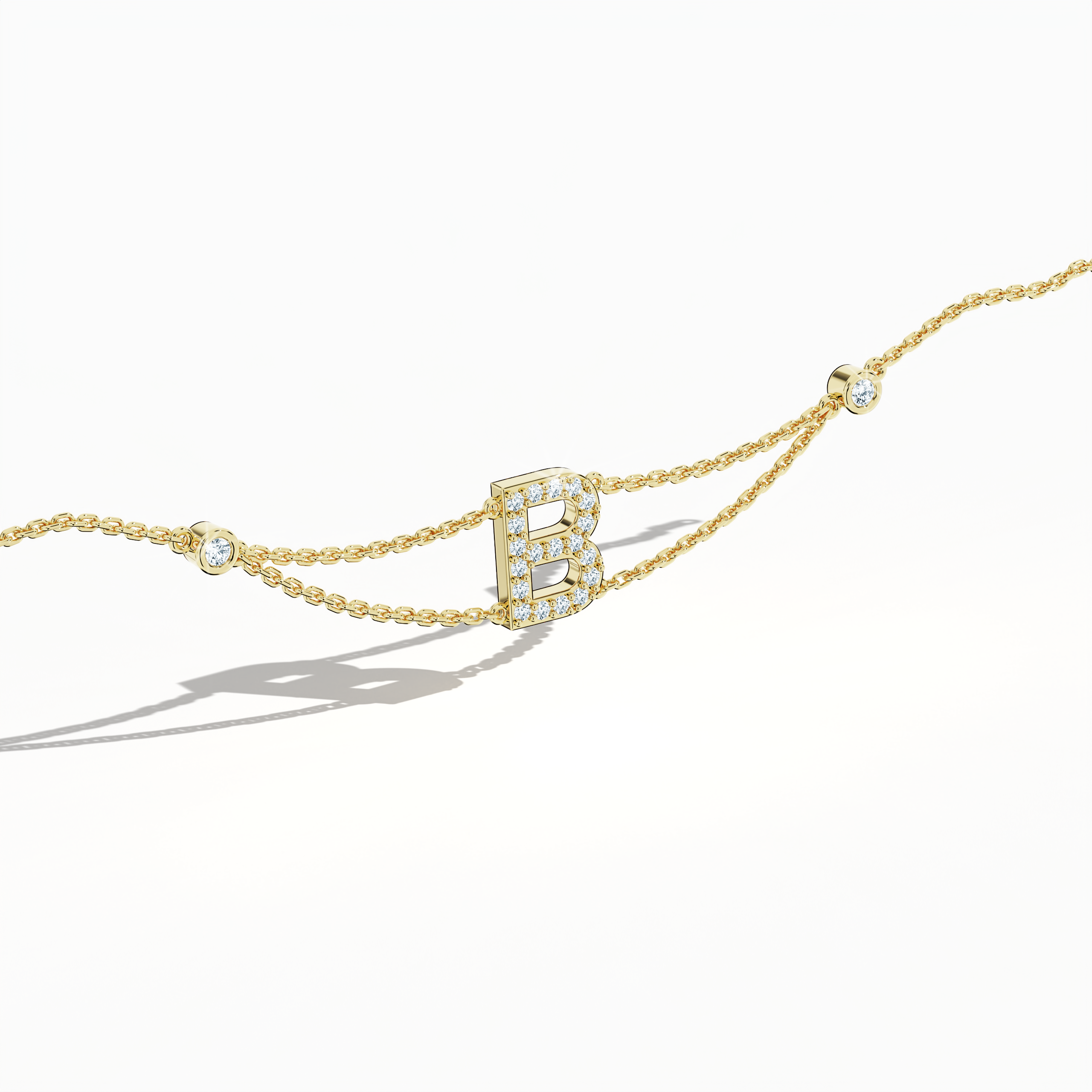Initial Diamond Letter Bracelet (A-Z) in 18K Gold