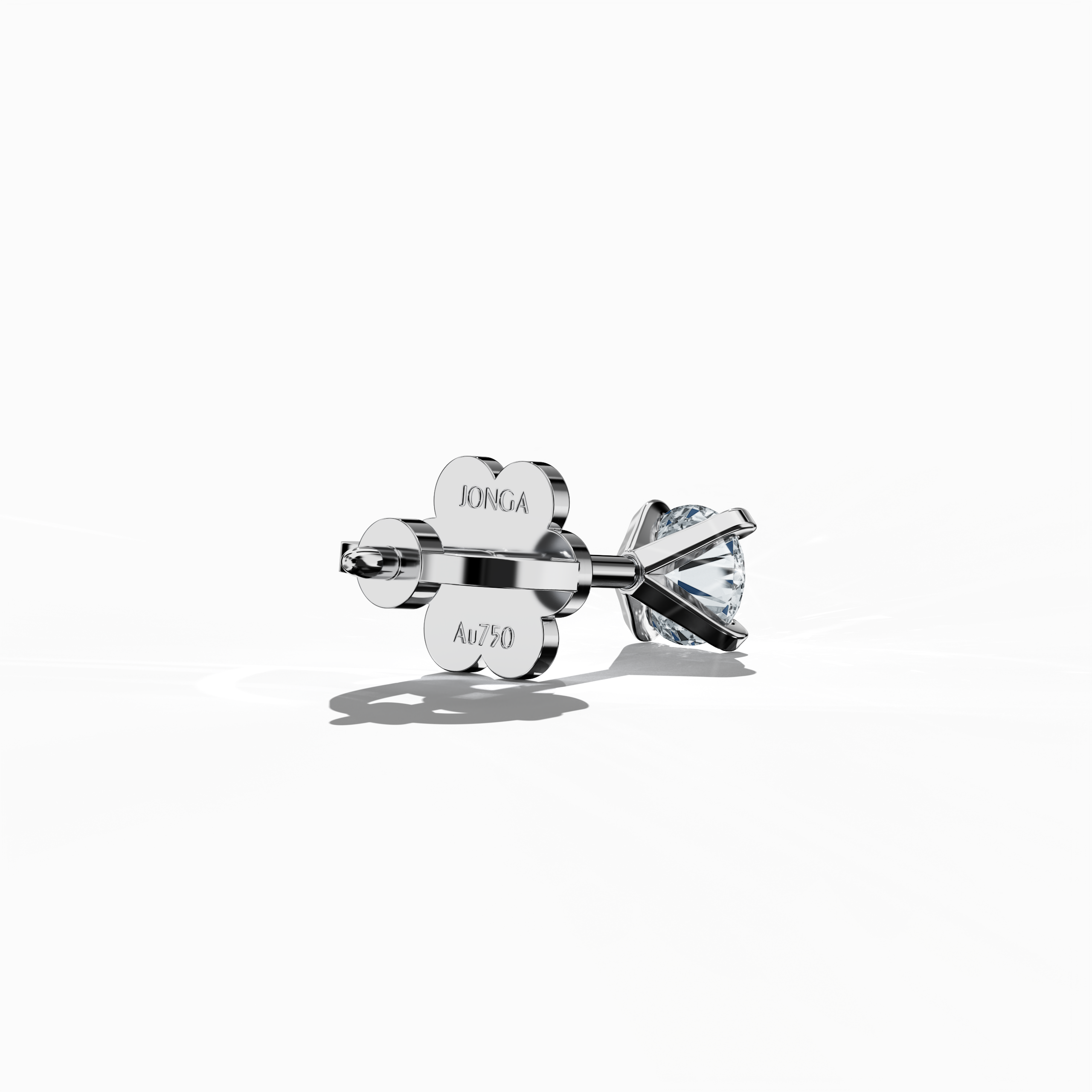 Back side view of 0.60 carat natural diamond earring in 18k белое золото with nail prong setting; diamond stud, 0.60ct solitaire diamond, luxury fine Украшения/fine Ювелирные изделия ear accessory.