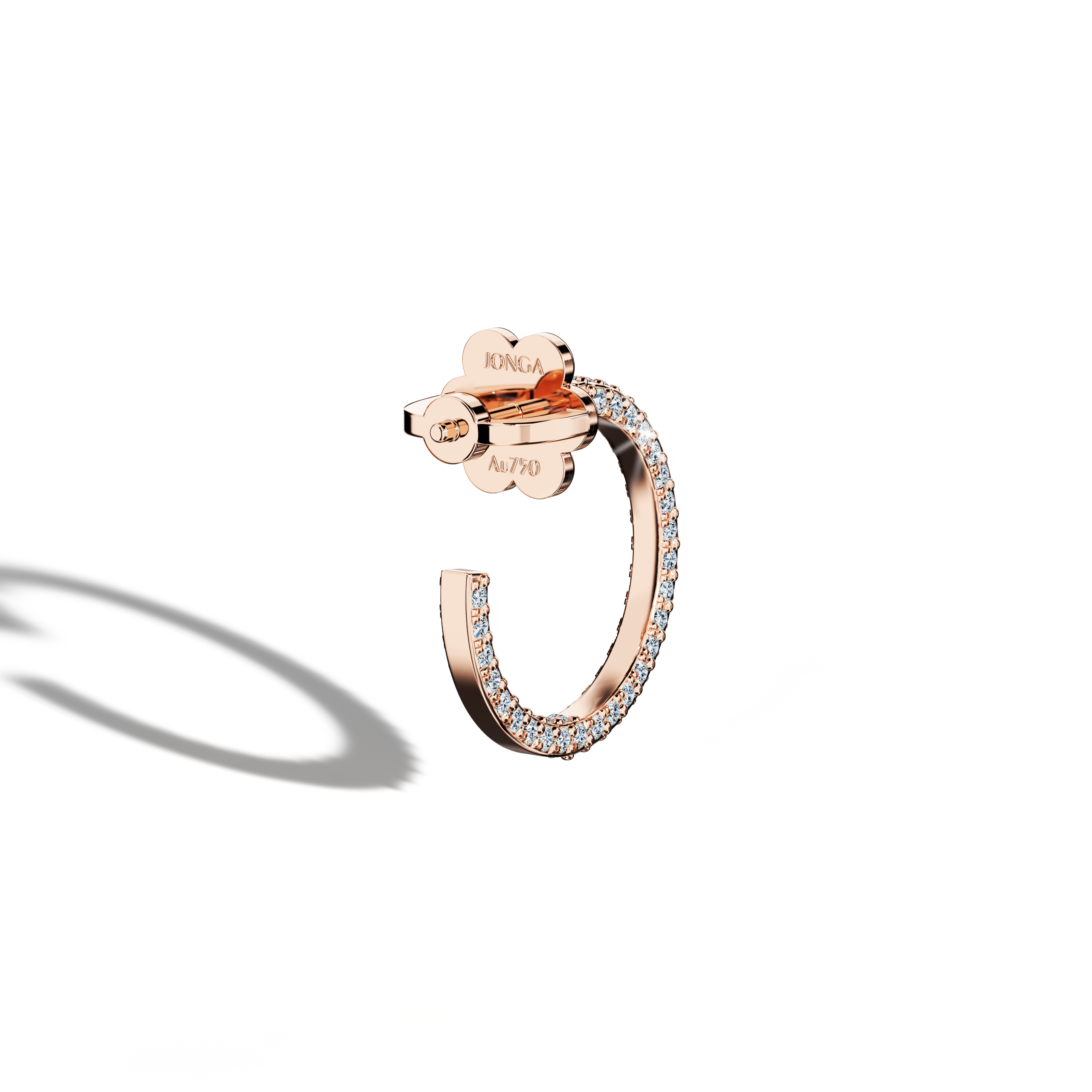Back side view of 3‑row 16 мм розовое золото diamond hoop earrings – luxurious diamond ear accessories and elegant Украшения/fine Ювелирные изделия pieces featuring three rows of shimmering diamonds in a 16 мм розовое золото hoop, ideal for a chic statement.